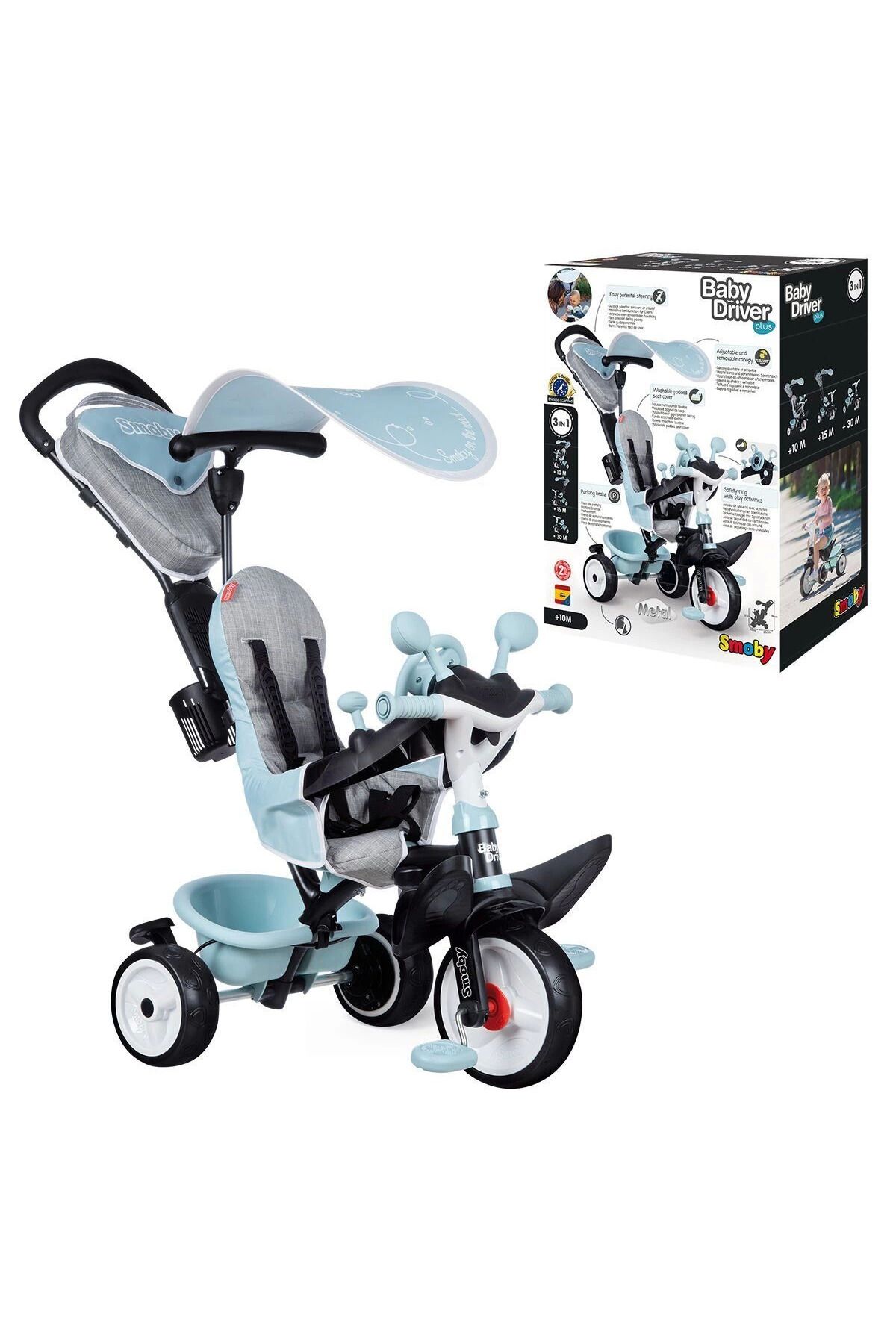 MELFSHOP 7600741500 Tenteli 3 Tekerlekli Bisiklet Mavi 3IN1