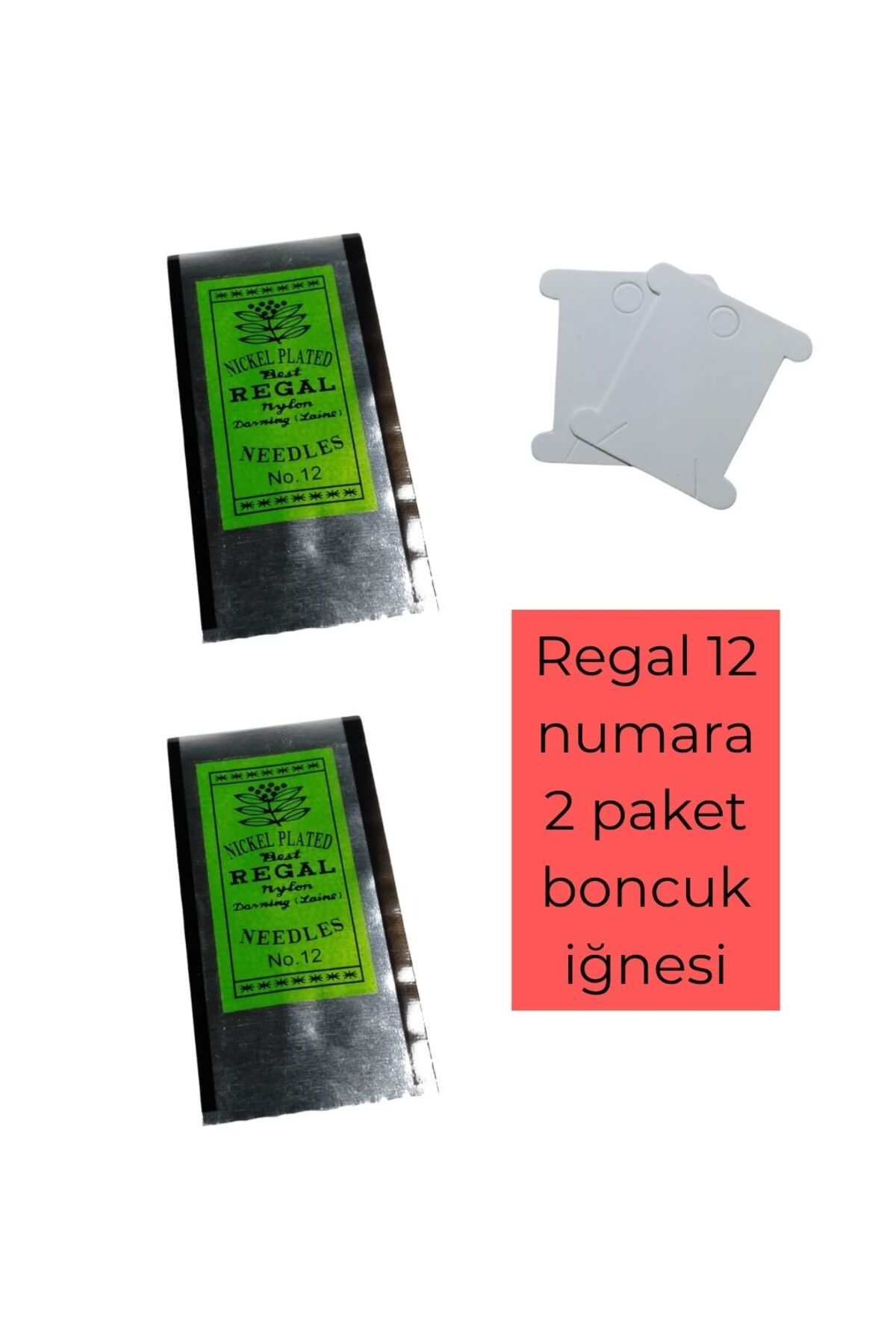 Eskişehir hobi sanat Regal 12 Numara 2 Paket 4 Cm Silver Kum Boncuk Miyuki Iğnesi Ve 2 Adet Iplik Sarma Kartı