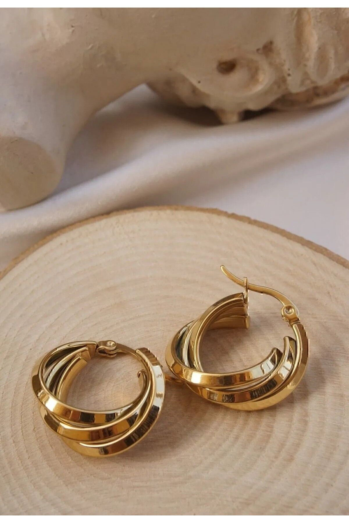 HEYjewelry Gold Çelik Halka Küpe Trend Küpe Kadın Küpe