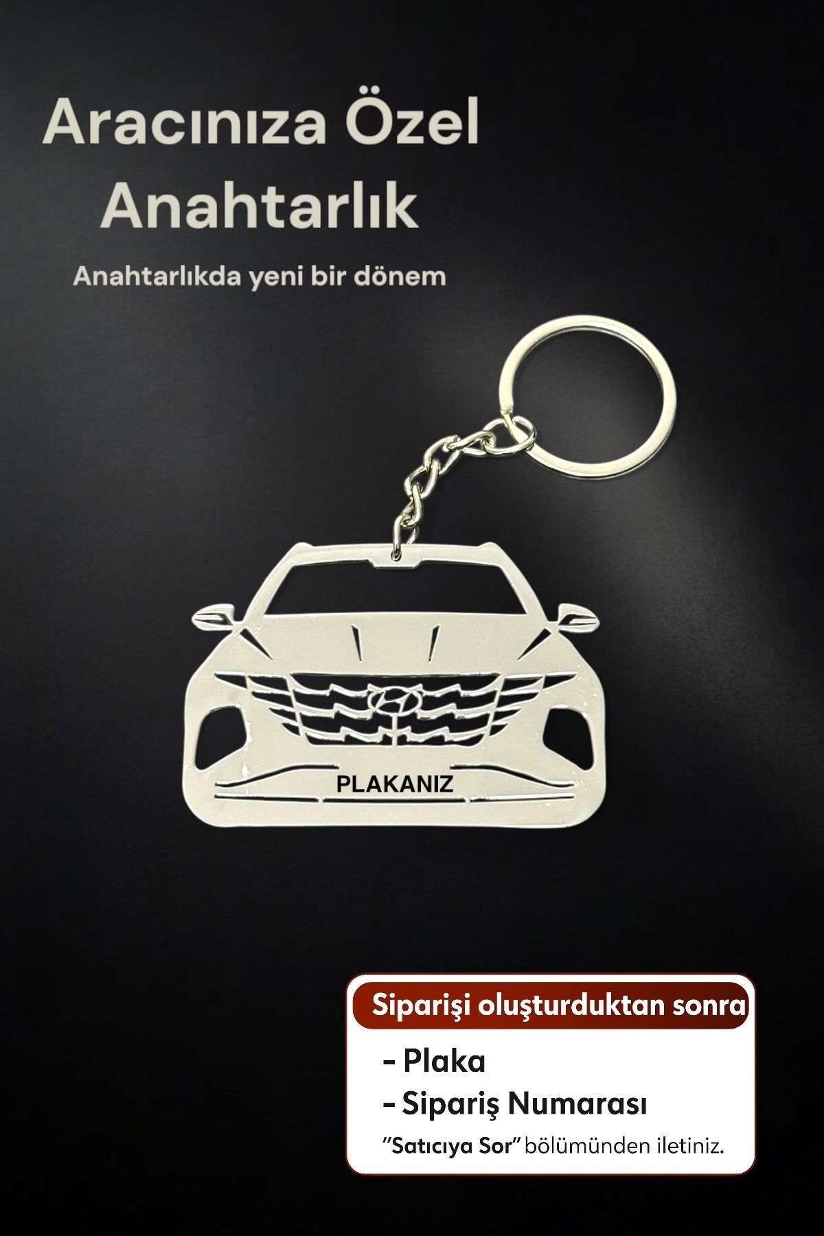 PROCAART Kişiye Özel Hyundai Tuscon Paslanmaz Çelik Anahtarlık
