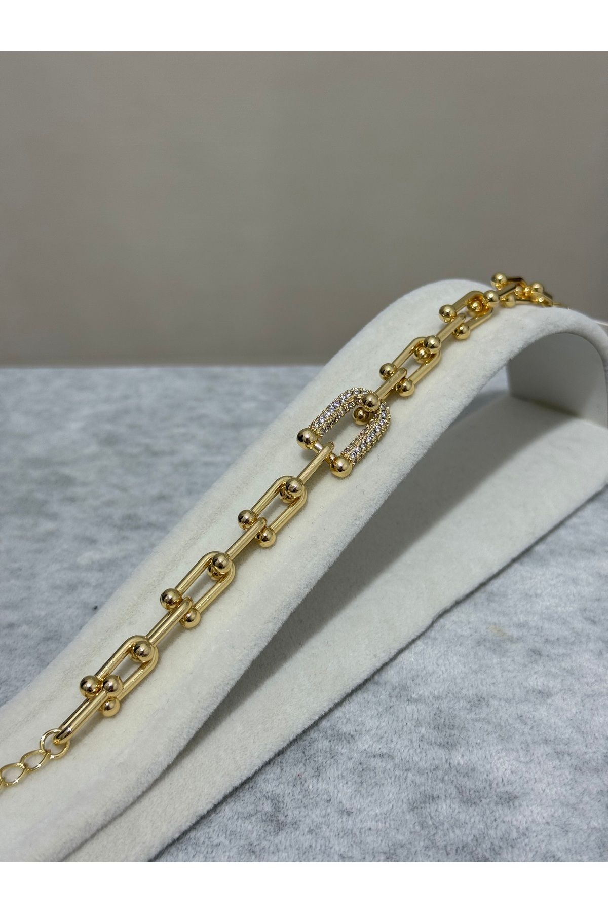 XUPING JEWELRY 18K zincirli taşlı gold çelik bileklik paslanmaz kararmaz