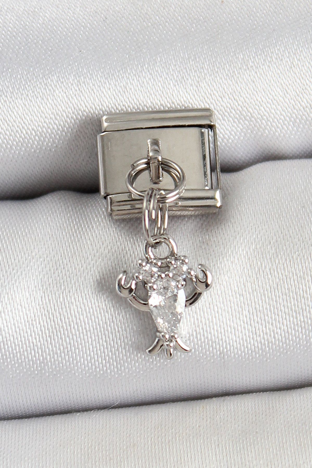 ENGSTORE 316L Çelik Sallantılı Zirkon Taşlı Yengeç Model Gümüş Renk Nomination Charm