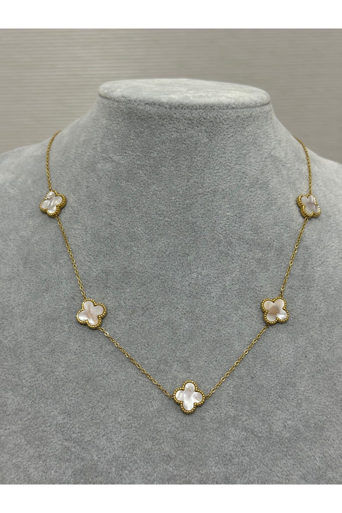 XUPING JEWELRY 18K sedefli yoncalı gold çelik kolye paslanmaz kararmaz