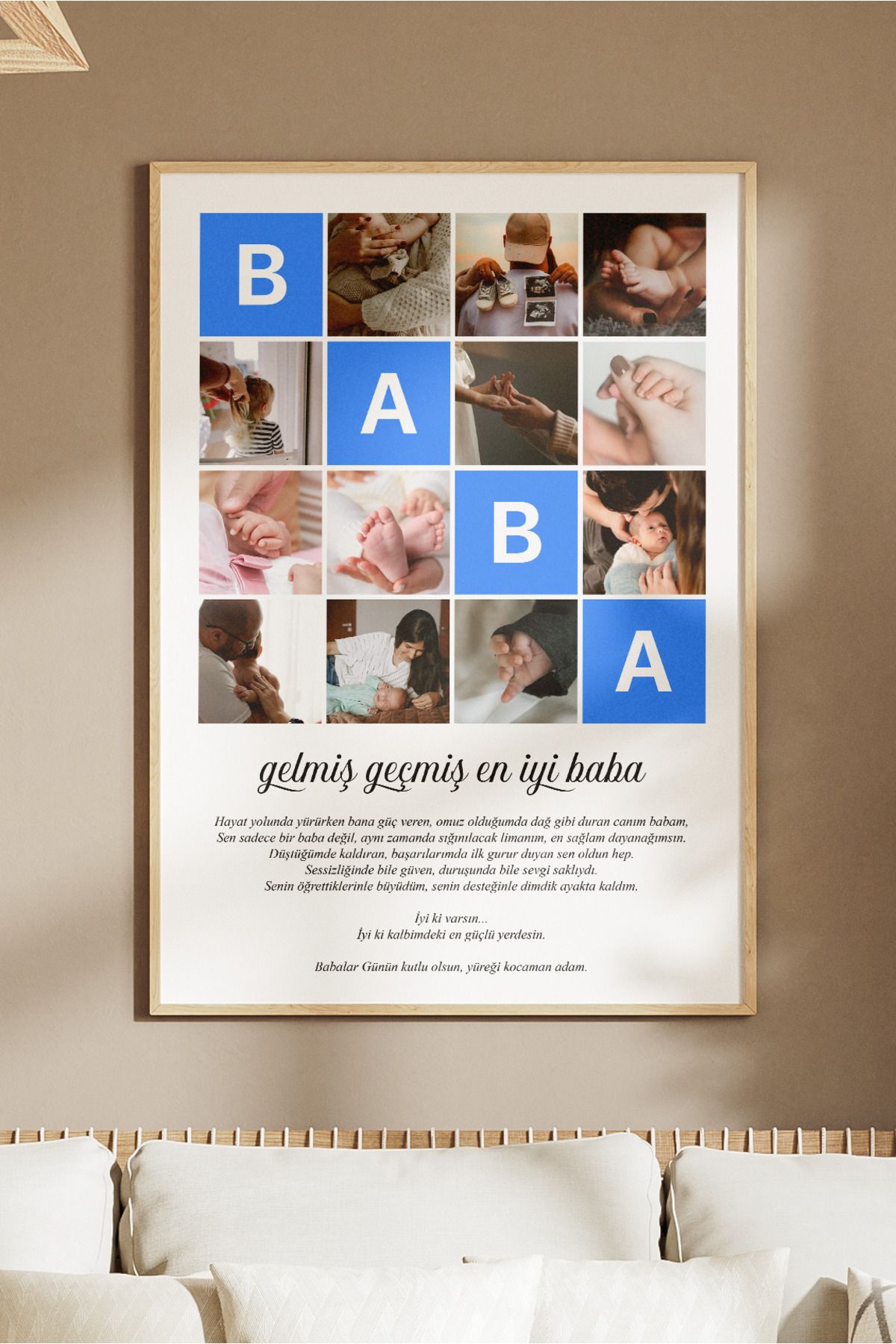 Sürpriz Vakti Kişiye Özel Babalar Günü Poster Tasarımı | 12 Kare ve Harflerle Oluşturulmuş Fotoğraf Kolajı