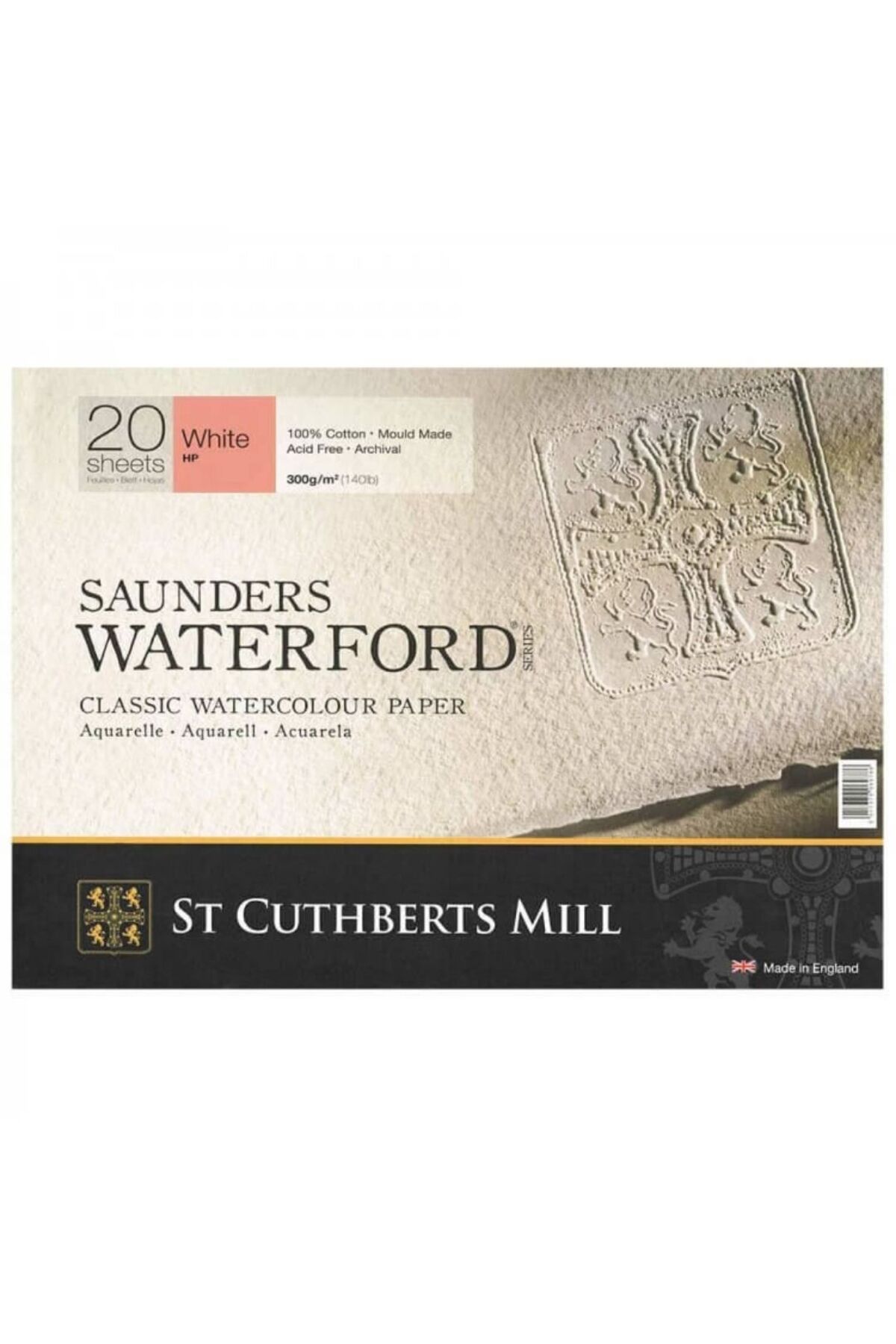 SAUNDERS Waterford Sulu Boya Defteri %100 Pamuk 300G/M² 31X21mm 20 Yp Dokusuz Beyaz