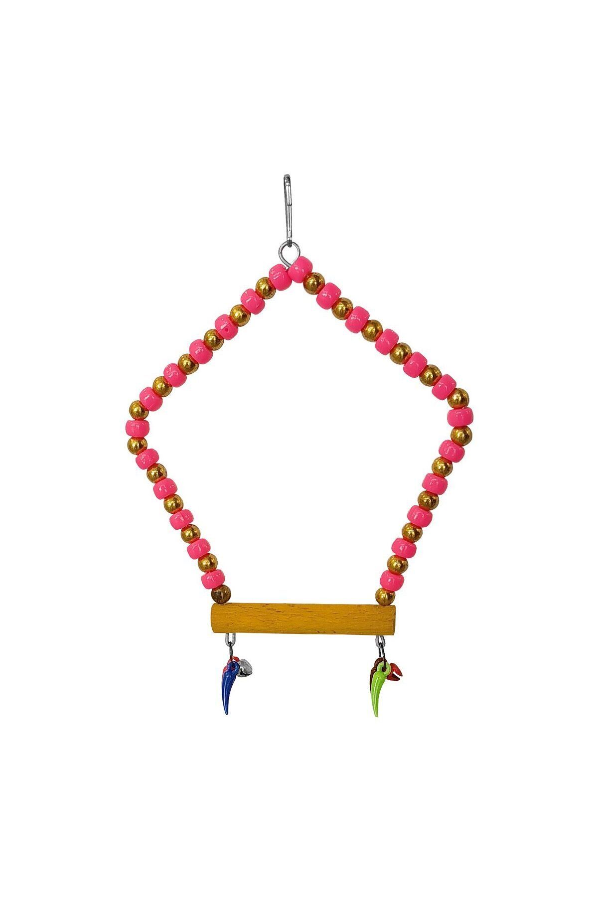 merland benvecocuk Beşgen Çanlı Muhabbet Kuşu Salıncağı 7-14 cm Renkli