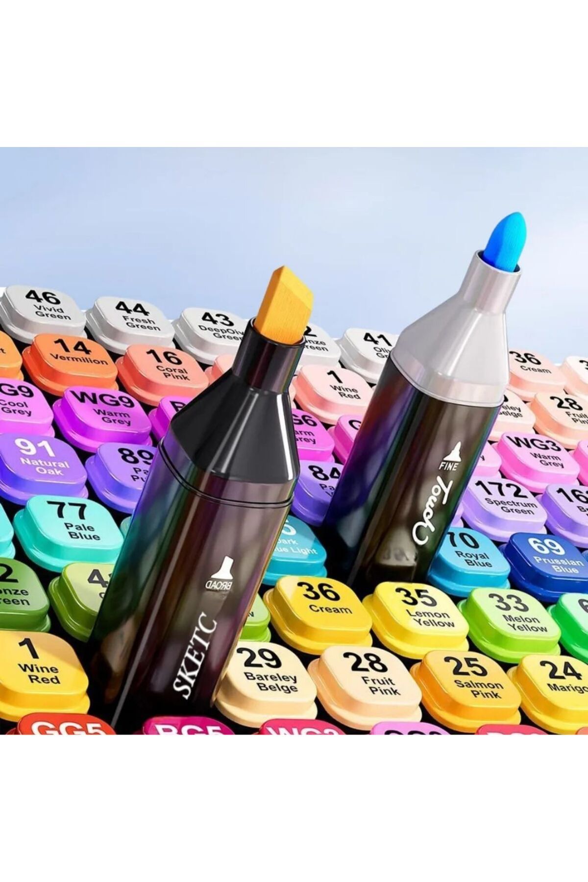 MASTRO Art Copic Çift Taraflı Marker Kalem Seti, Çantalı Ve Standlı Beyaz Kalem Hediyeli