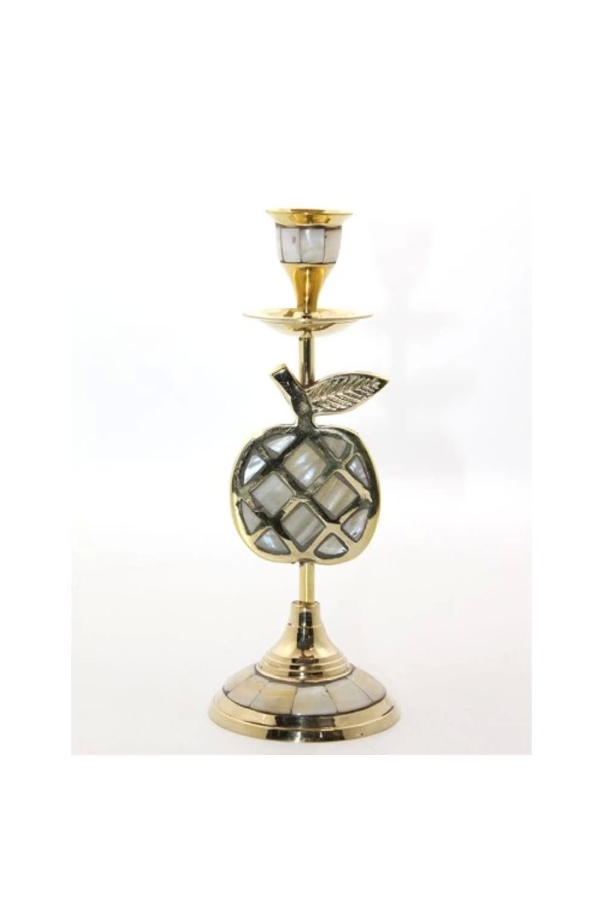 SerenityHaven Pirinç Sedefli Tekli Şamdan Model 1