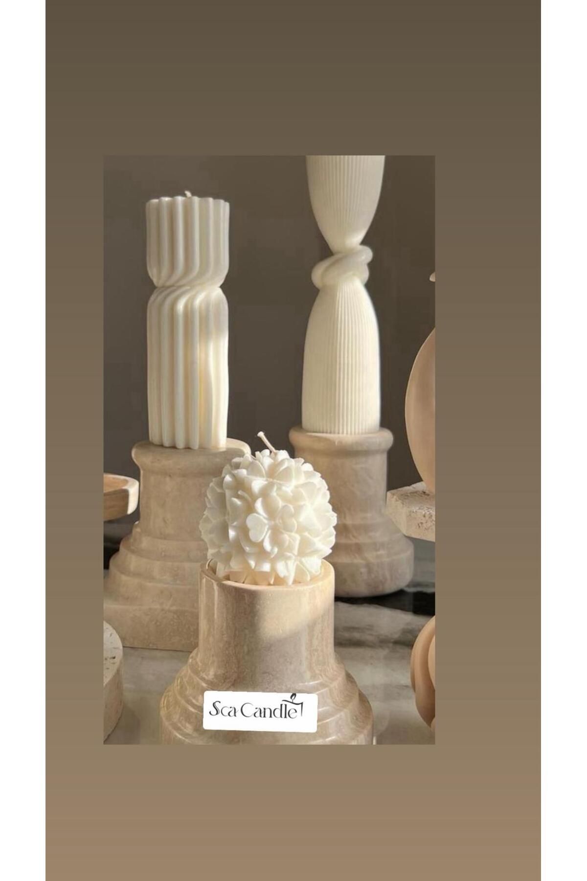 SCA CANDLE Dekoratif Mum kırkık beyaz Renk 3 parça