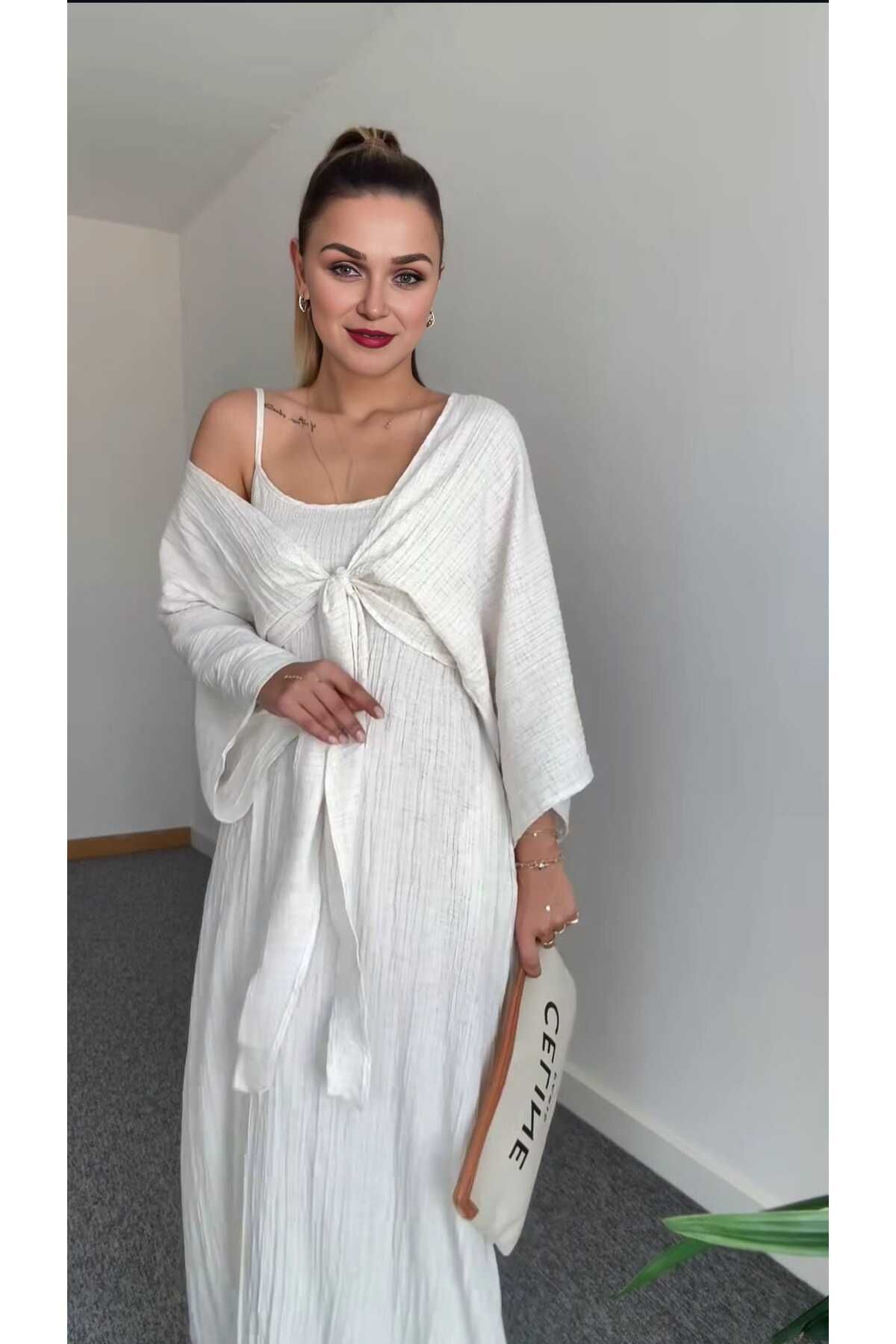 Lovia Kadın Beyaz Yazlık Elbise Takım - Lovia