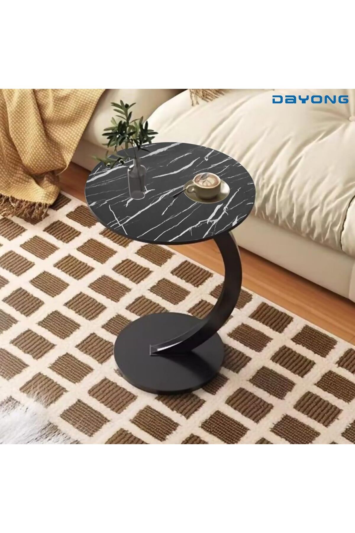 Generic-C-Shaped End Table, Sofa Side Table, Bedside End Table, Portable and Easy to Assemble Nightst 3