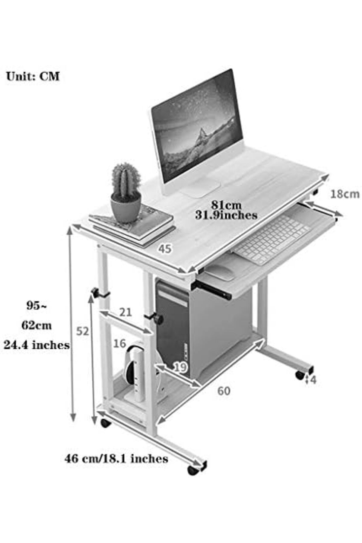 Generic-Desk Computer Table Simple Style Desk, Movable Desktop Computer Desk, Home Liftable Writing Desk, Si 3