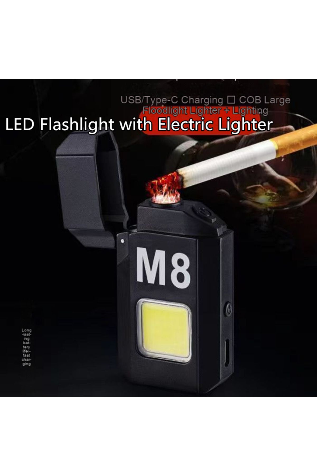 farissu COB LED Mini El Feneri | 800 Lümen | Şarjlı | Su Geçirmez | Mıknatıslı | Şarjlı Çakmaklı