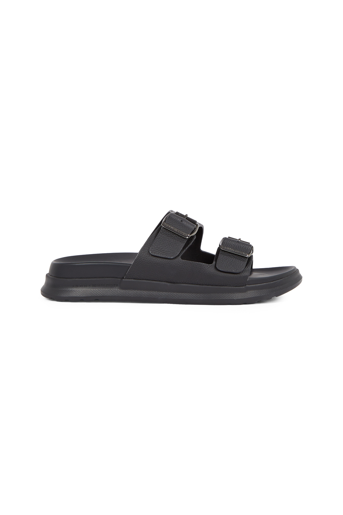 Tommy Hilfiger-Tommy Hilfiger Men Black Leather Buckle Strap Sandals 3