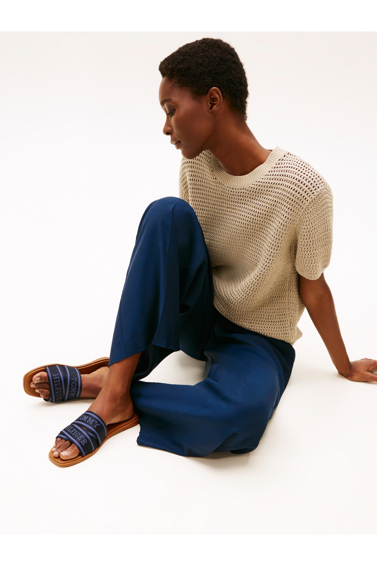 Tommy Hilfiger-Tommy Hilfiger Women Space Blue Webbing Flat Sandals 2