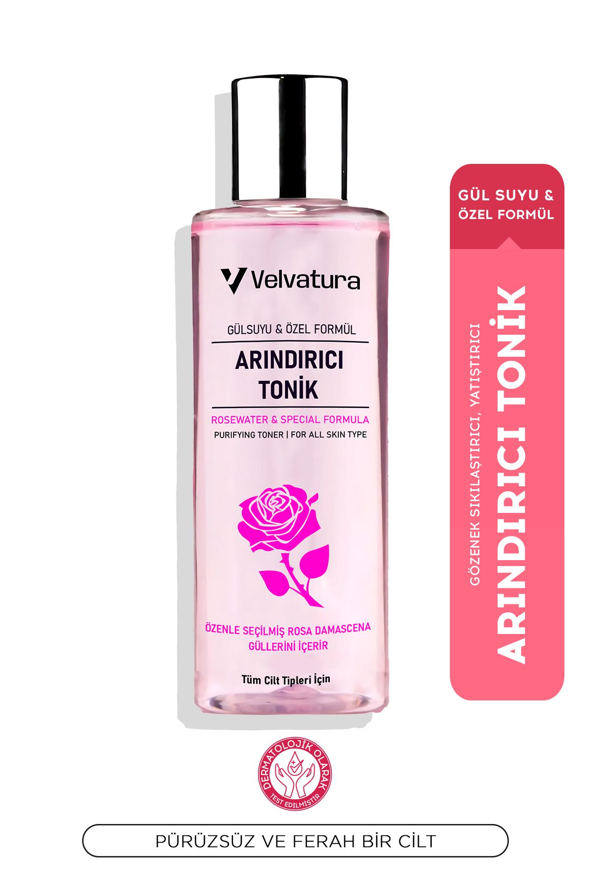 Velvatura Gül Suyu Tonik Arındırıcı Aydınlatıcı Ve Gözenek Sıkılaştırıcı Leke Karşıtı Tonik 190 ml