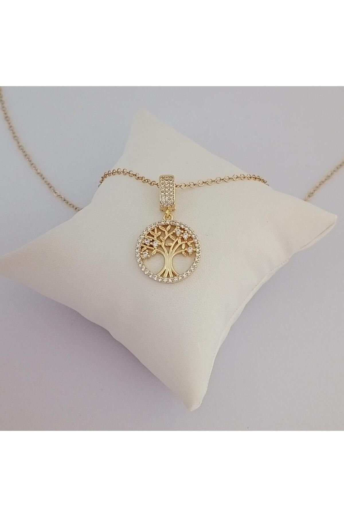 Ödül Moda Hayat Ağacı Gold Pirinç Zirkon Taşlı Kolye Anlamlı ve Şık Tasarım