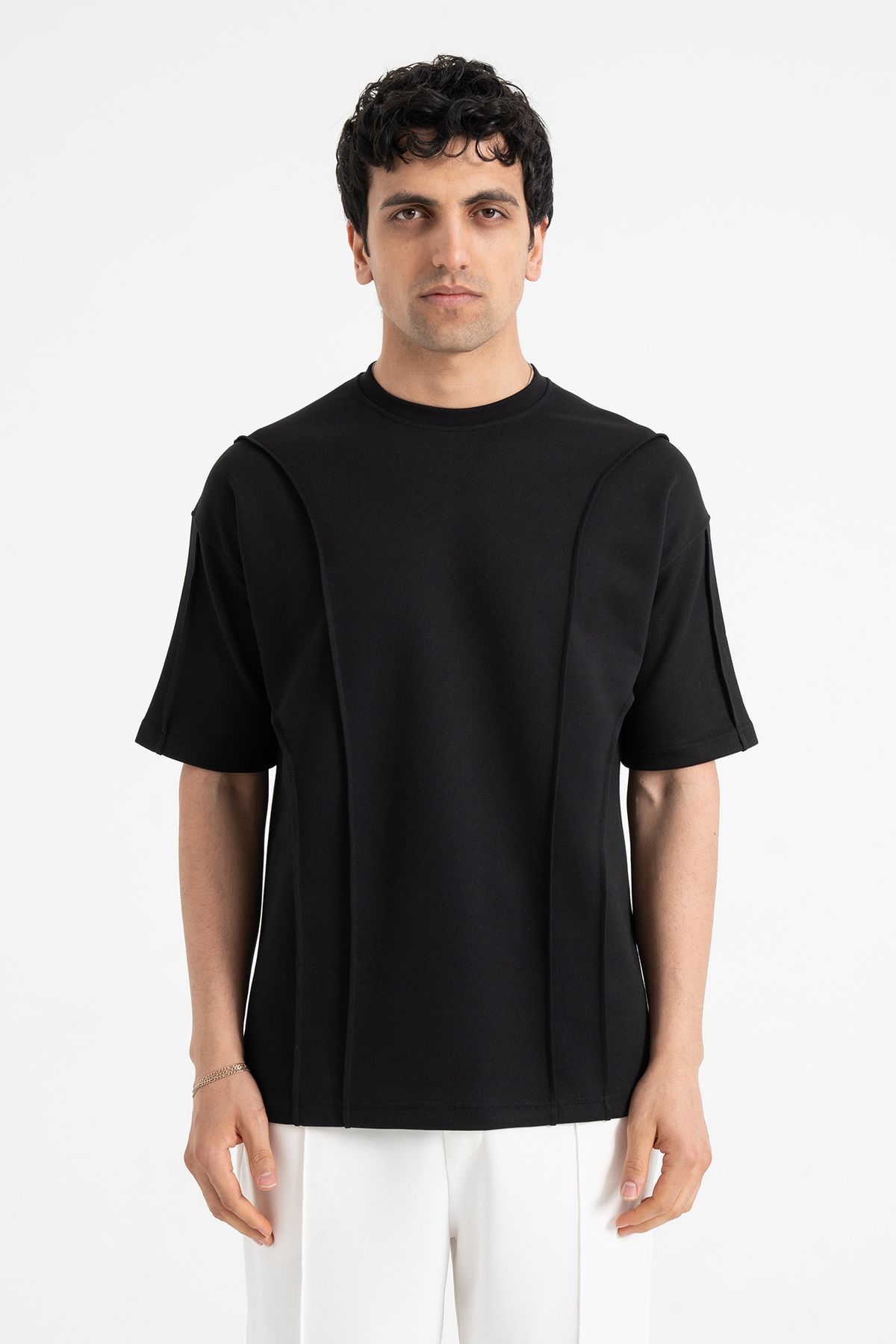 ATE WEAR Nervür Dikiş Detay %100 Pamuk Oversize Tişört