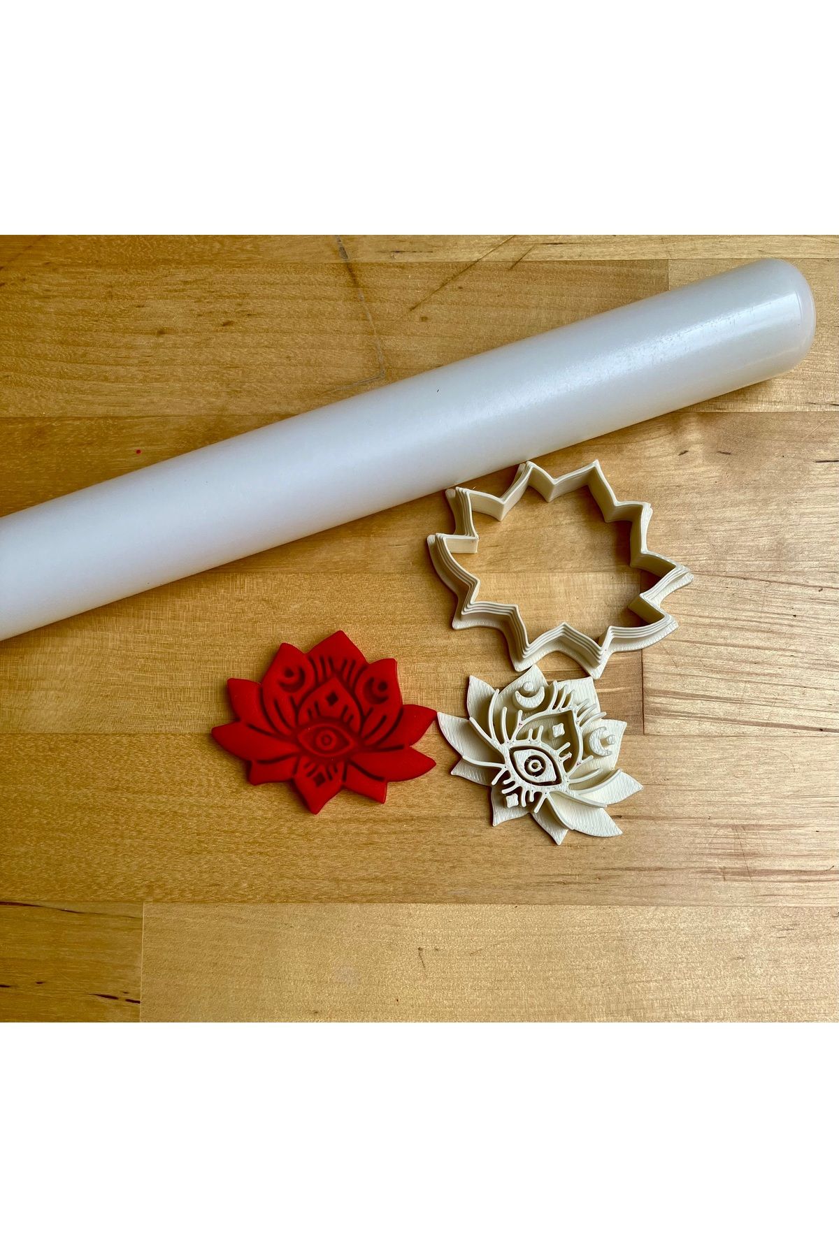 Volala Göz Desenli Lotus Çiçeği Polimer Kil/Seramik Çamuru Kalıbı - 5 cm