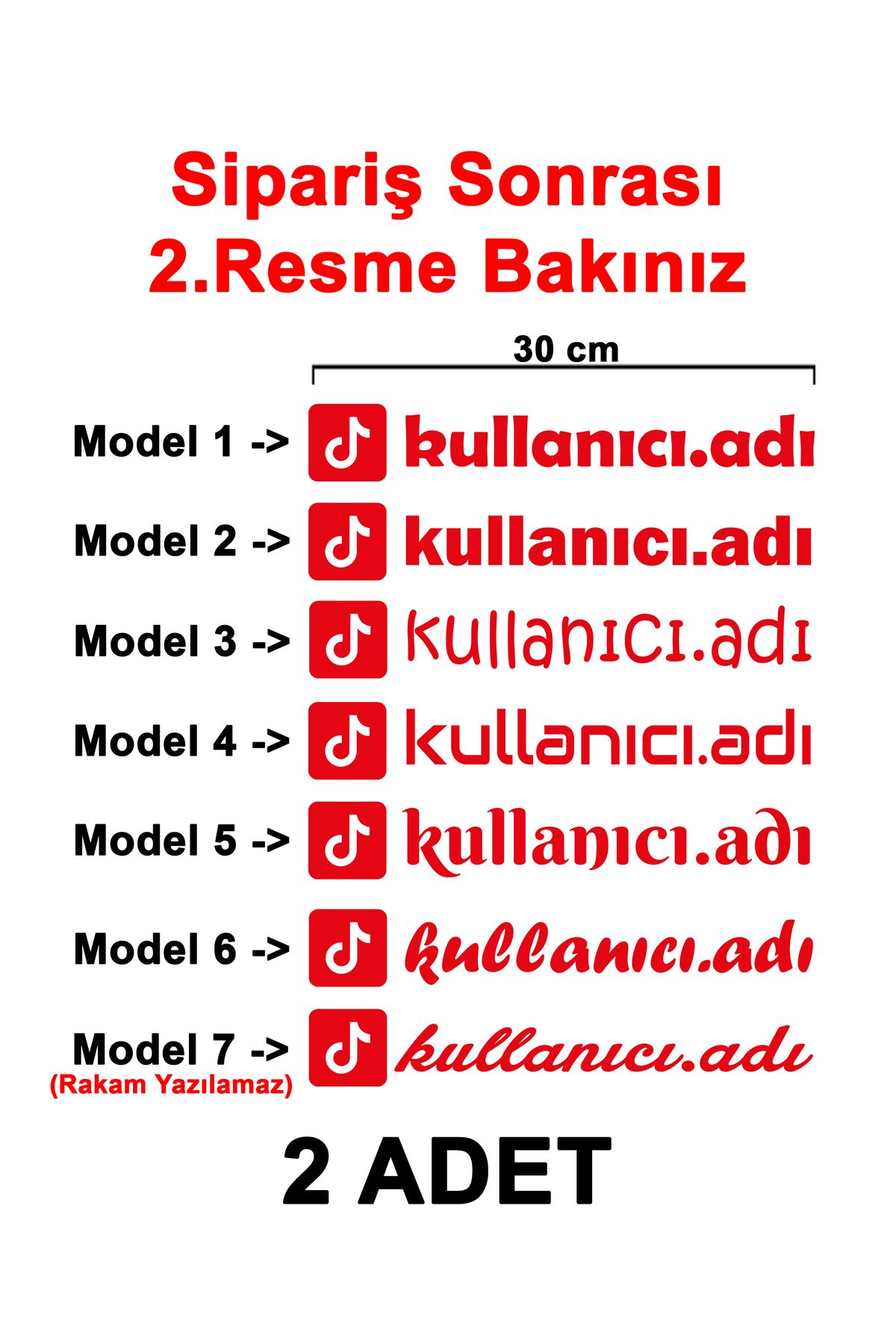 Sönmez Dijital (2 Adet) Tiktok Kullanıcı Adı Sticker - Tiktok Sticker - Tiktok Logo Sticker - 30cm