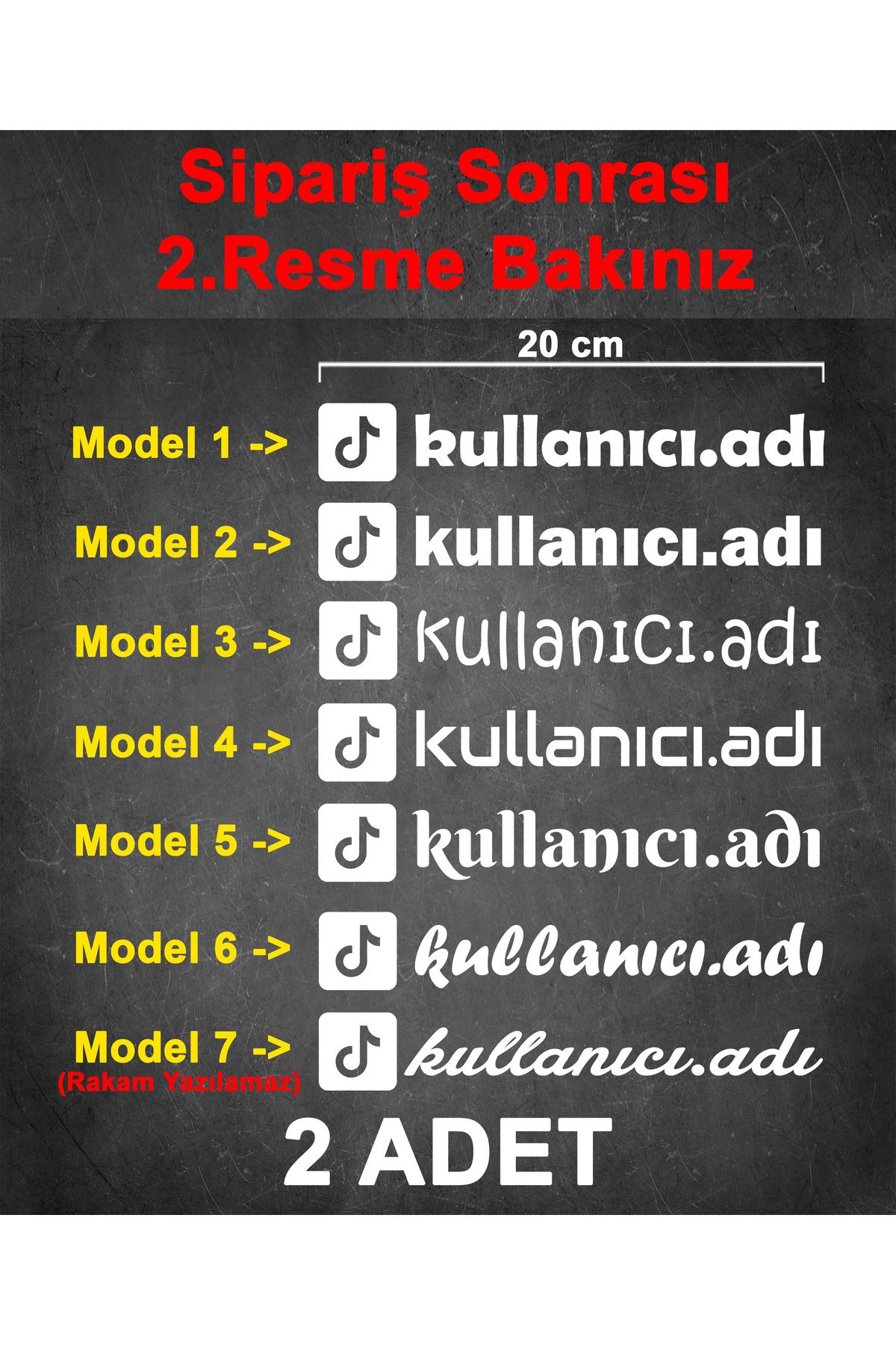 Sönmez Dijital (2 Adet) Tiktok Kullanıcı Adı Sticker - Tiktok Sticker - Tiktok Logo Sticker - 20cm