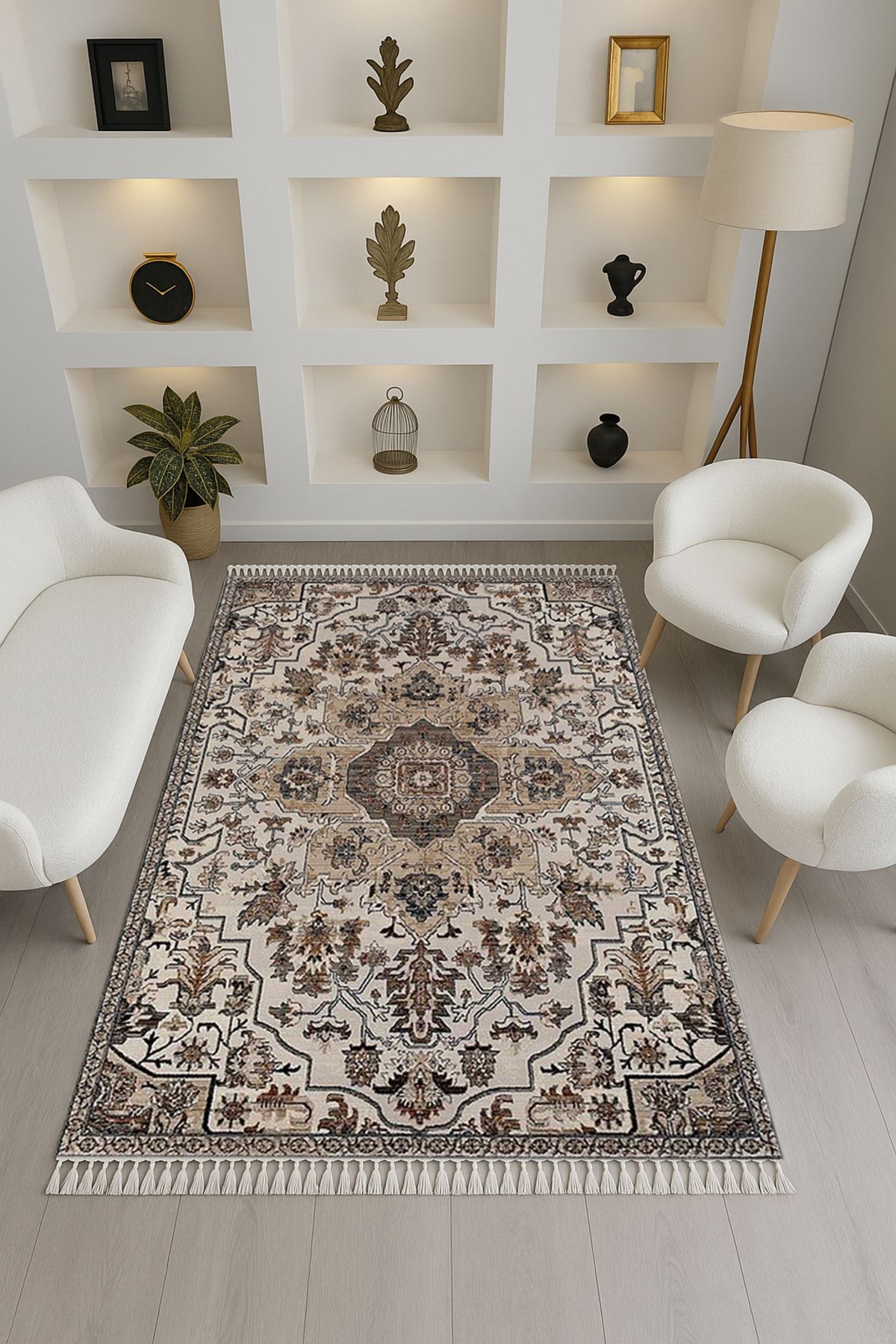 Rugs Modern Halı Leyla Koleksiyonu Bej Kahve Eskitme Görünümlü Dokuma Taban Dekoratif Halı leyla65