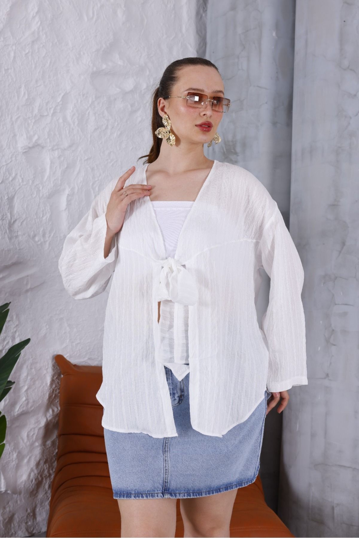 BLUSS Kadın Şık Kimono Hırka - Bağlamalı Model, Hafif ve Rahat