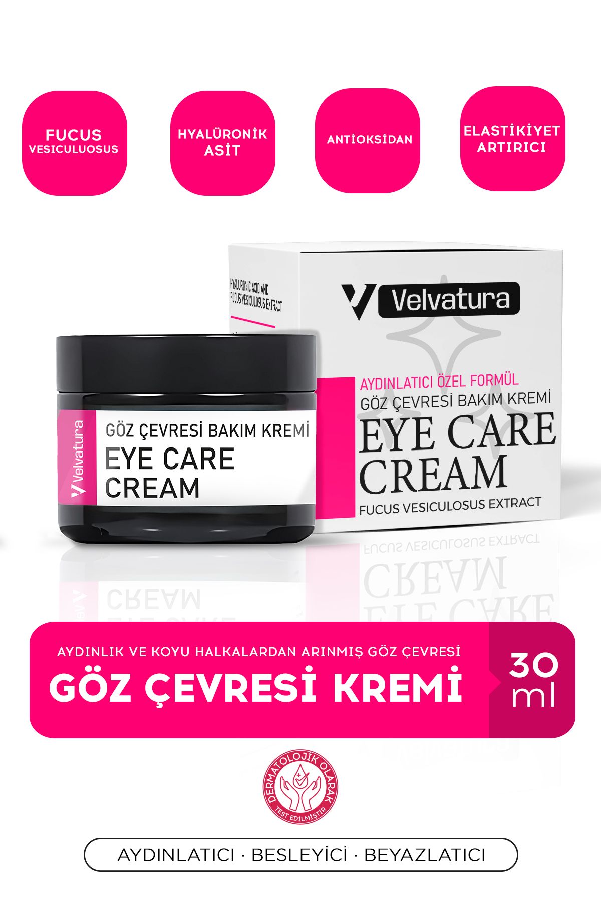 Velvatura Göz Çevresi Bakım Kremi Aydınlatıcı, Nemlendirici, Morluk, Koyu Halka Ve Kırışıklık Karşıtı 30 ml
