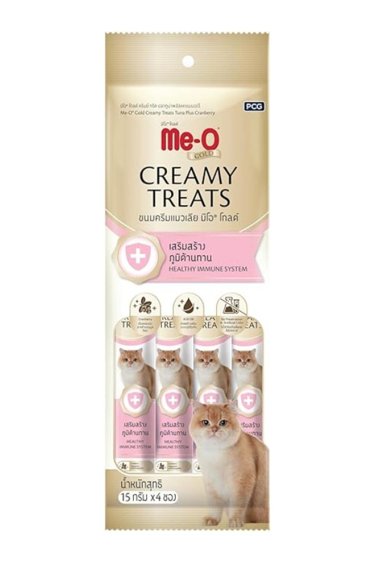 ShopZum Me-O Gold Creamy Treat Tuna Plus Cranbery Kızılcıklı Ton Balığı 15Gr X 4