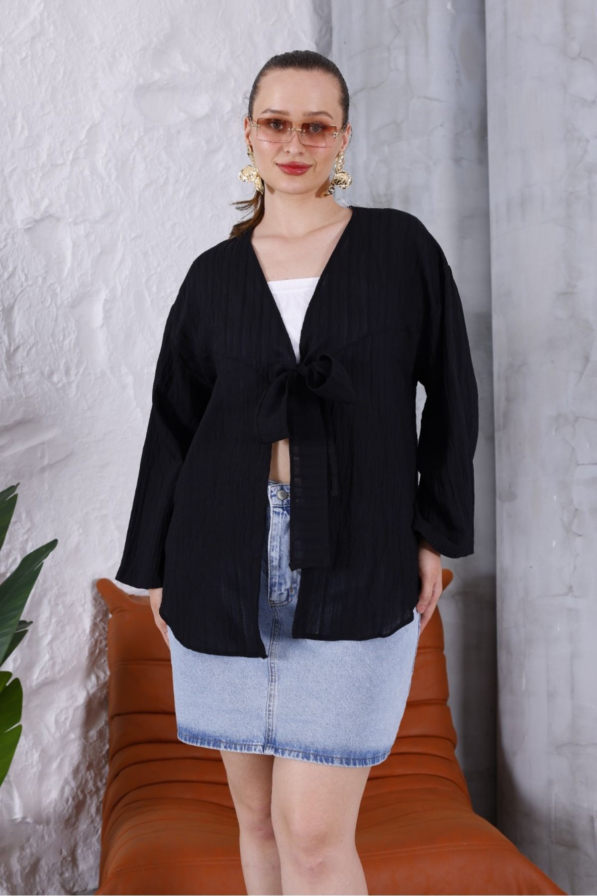 BLUSS Kadın Şık Kimono Hırka - Bağlamalı Model, Hafif ve Rahat