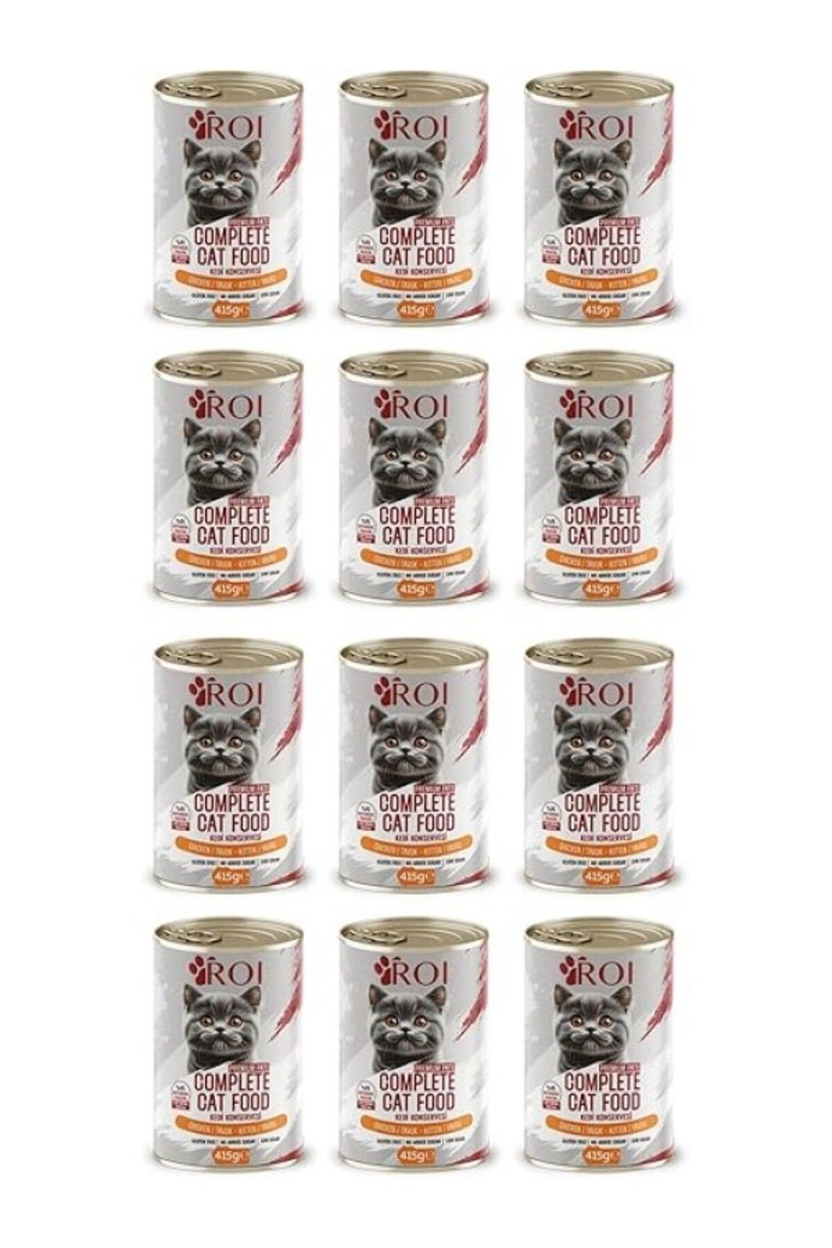 ShopZum Roi Yüksek Proteinli Tavuklu Yavru Kedi Yaş Mama 415 gr X 12 Adet,%95 Hayvansal Protein