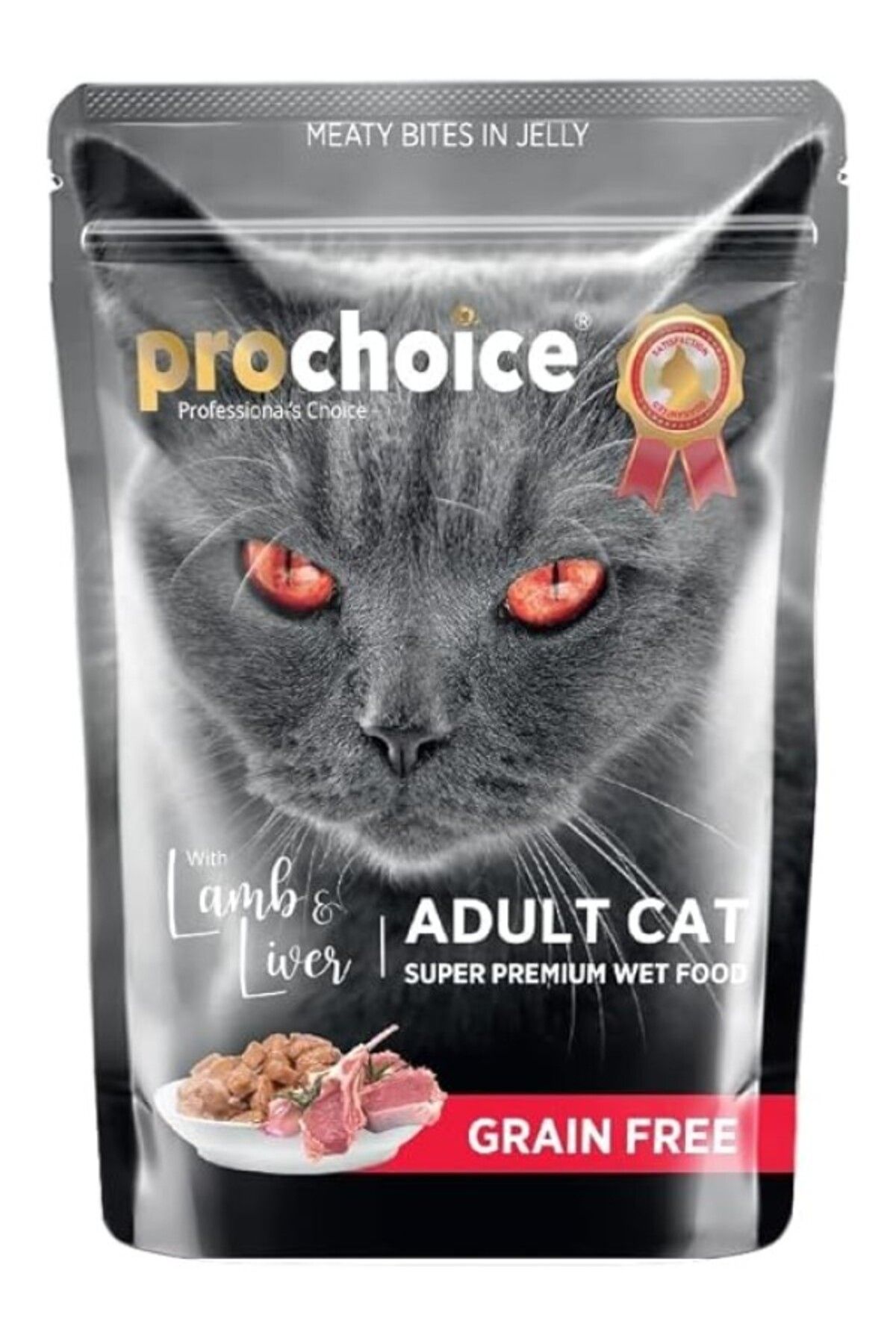 ShopZum Prochoice Yetişkin Kediler İçin, Tahılsız, Jöle İçinde Kuzu Ve Ciğer Parça Etli Yaş Mama, 85 G X 24