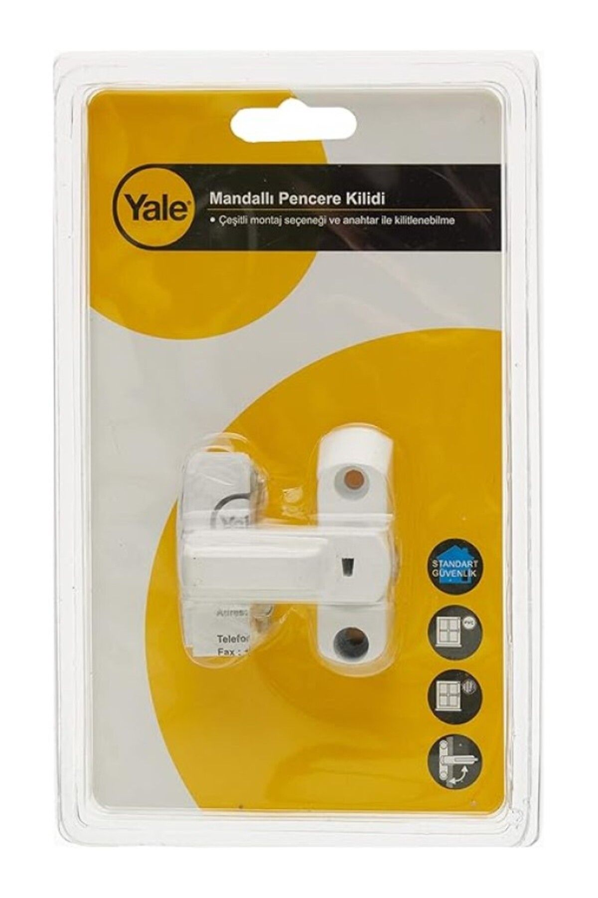 ShopZum Yale V/8K103/We Mandallı Pencere Kilidi - Beyaz