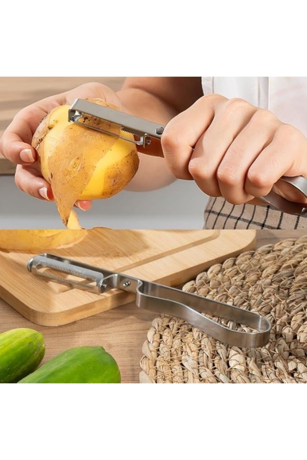 ShopZum Porsima 16563-9 Çok Amaçlı Paslanmaz Metal Yan Soyacak - Meyve Sebze Soyacağı Patates Havuç Soyacak