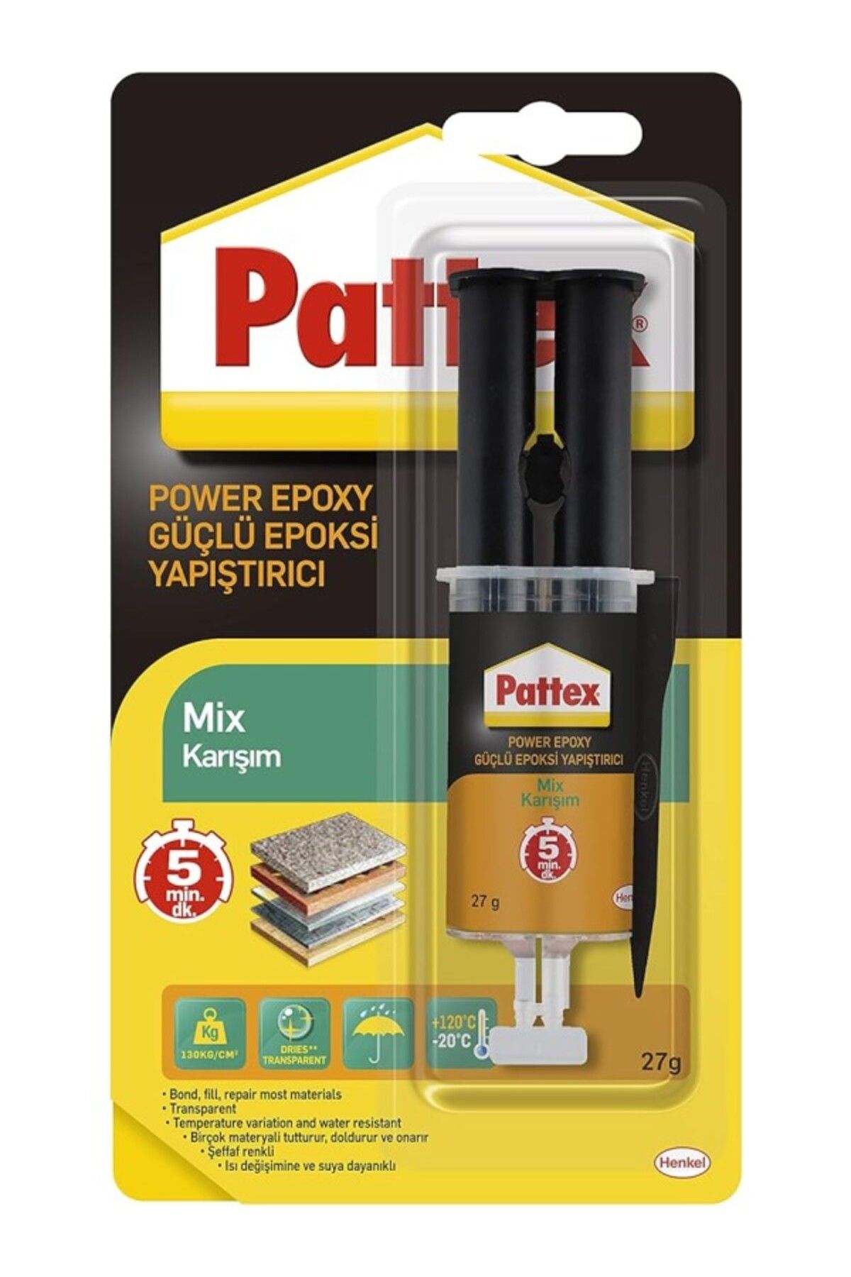 ShopZum Pattex Güçlü Epoksi Yapıştırıcı, Çok Sağlam, Çok Dayanıklı, Hemen Her Malzeme Için Uygun Epoksi