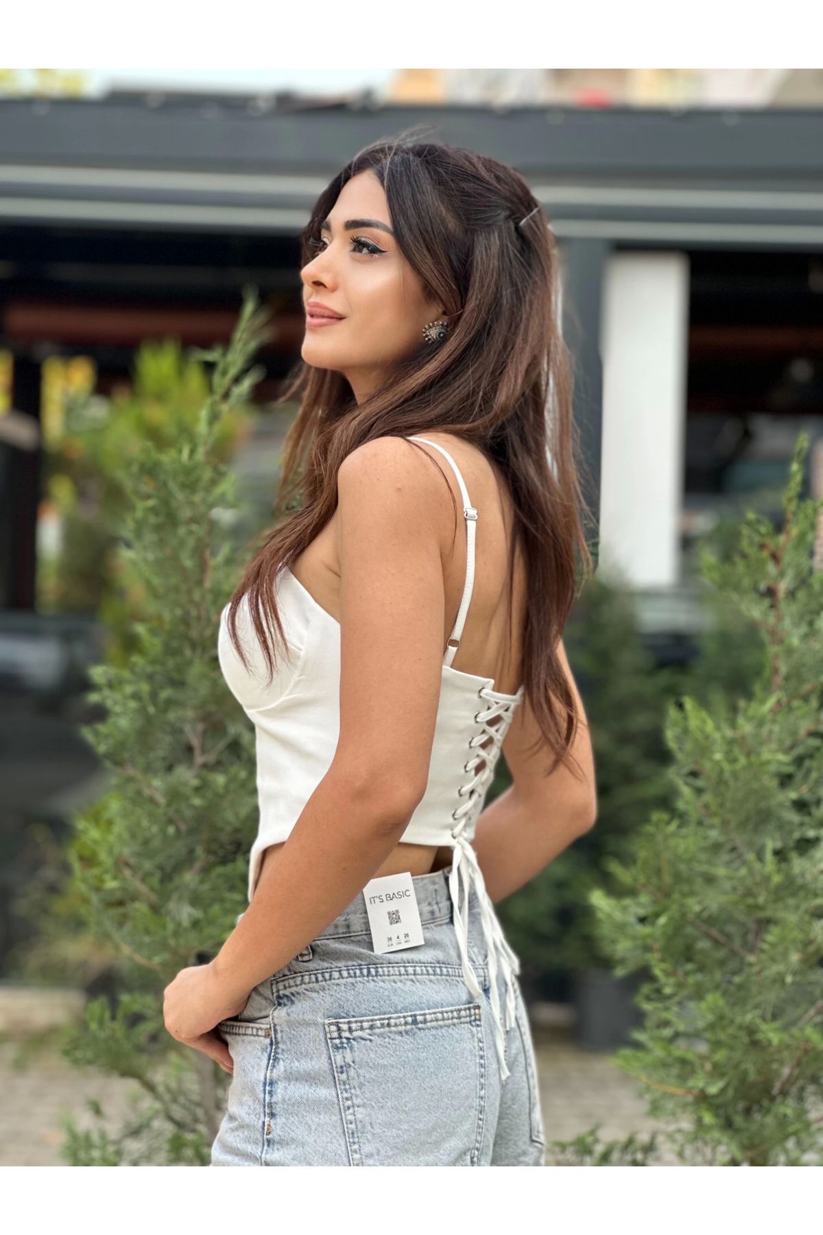 Style BEYAZ SIRTI BAĞLAMALI BUSTİYER