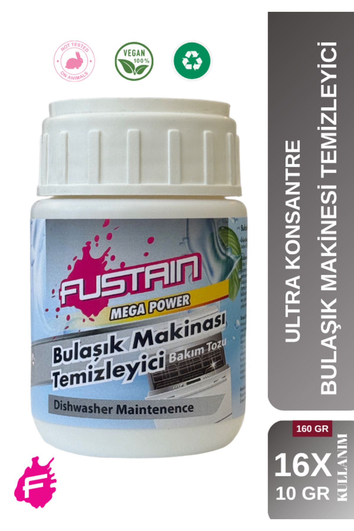 fuudimex FUSTAIN Ultra Konsantre Bulaşık Makinesi Temizleyici Tozu (16 X 10 Gr) - 160 Gr