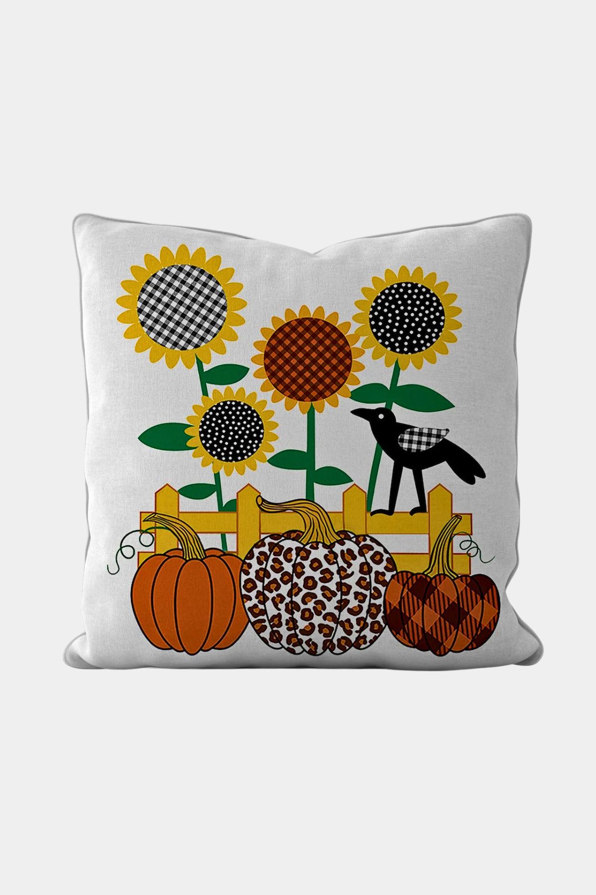 Home Seray Home Fall Balkabaklı Çift Tarafı Desenli Kadife Dokulu Kırlent Kılıfı