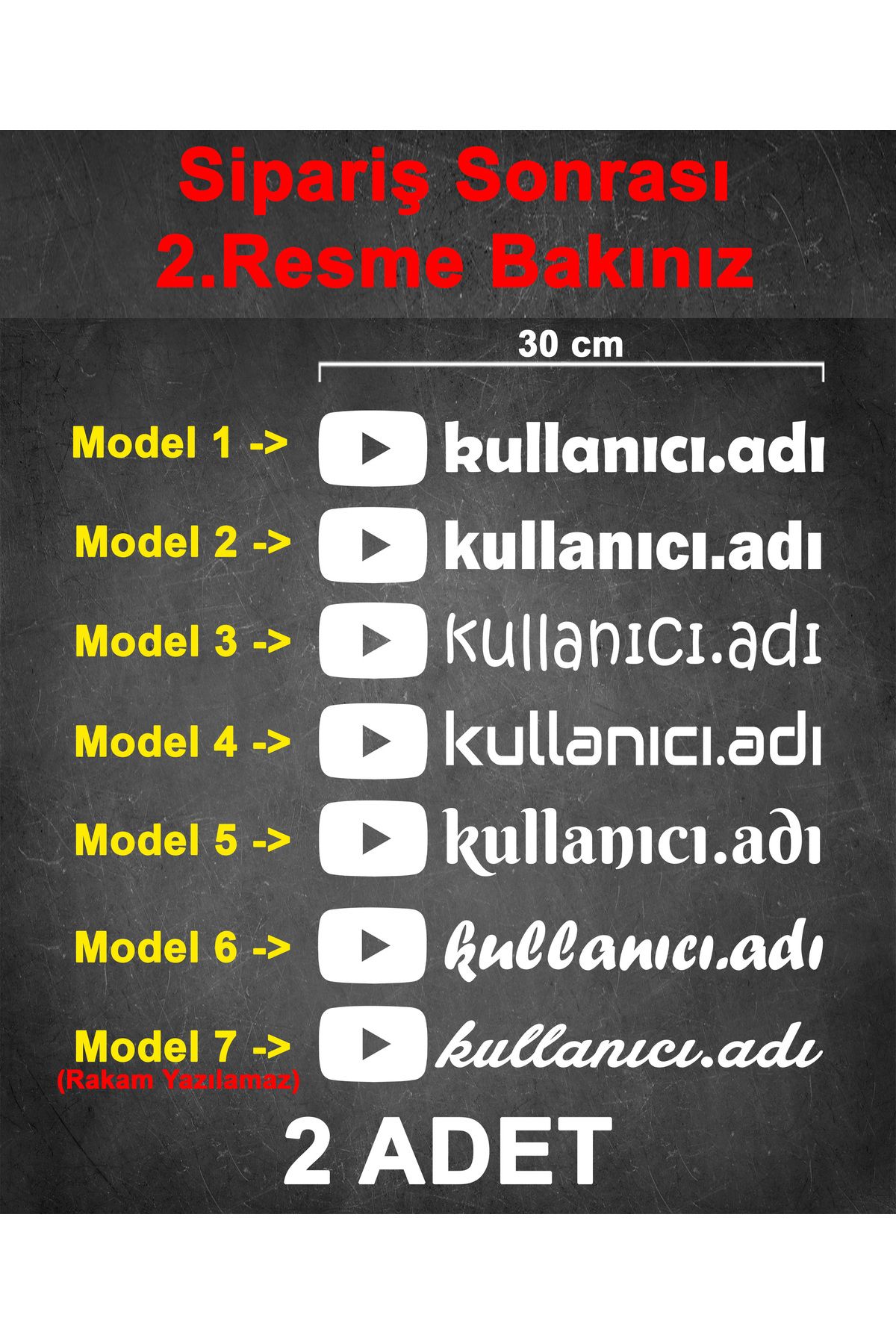 Sönmez Dijital (2 Adet) Youtube Kullanıcı Adı Sticker - Youtube Sticker - Youtube Logo Sticker - 30cm