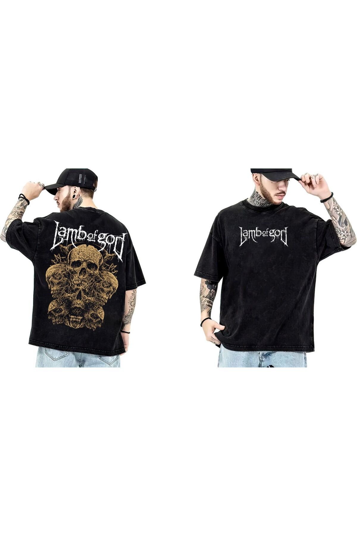 RİSE Lamb of God Yıkamalı Over Size Tişört