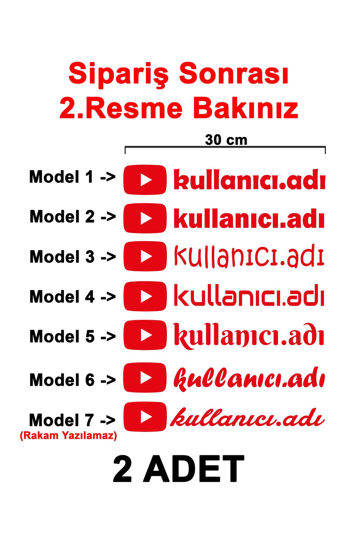 Sönmez Dijital (2 Adet) Youtube Kullanıcı Adı Sticker - Youtube Sticker - Youtube Logo Sticker - 30cm
