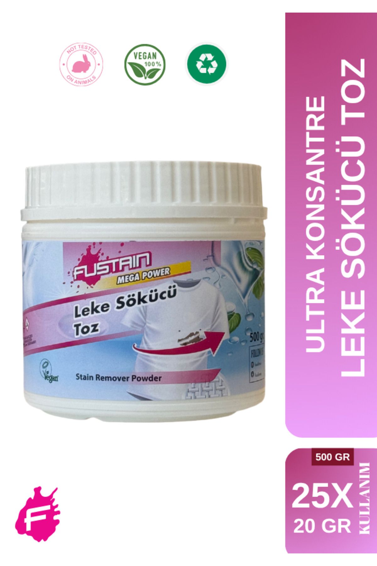 fuudimex FUSTAIN Ultra Konsantre Leke Sökücü Ekonomik Boy Toz 500 Gr