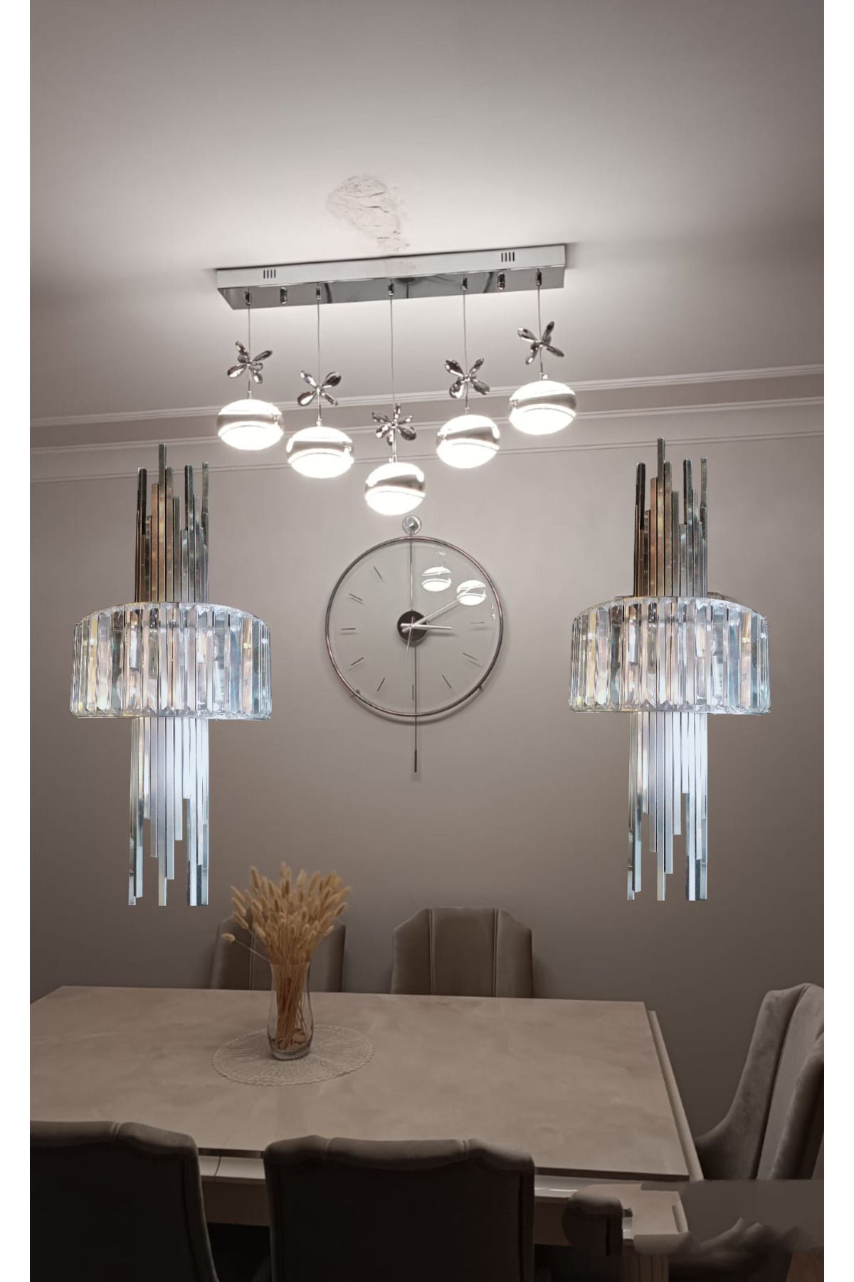 SerenityHaven My Kristal Taşlı 70*30cm Eskitme ve Gümüş Renkli Aplik