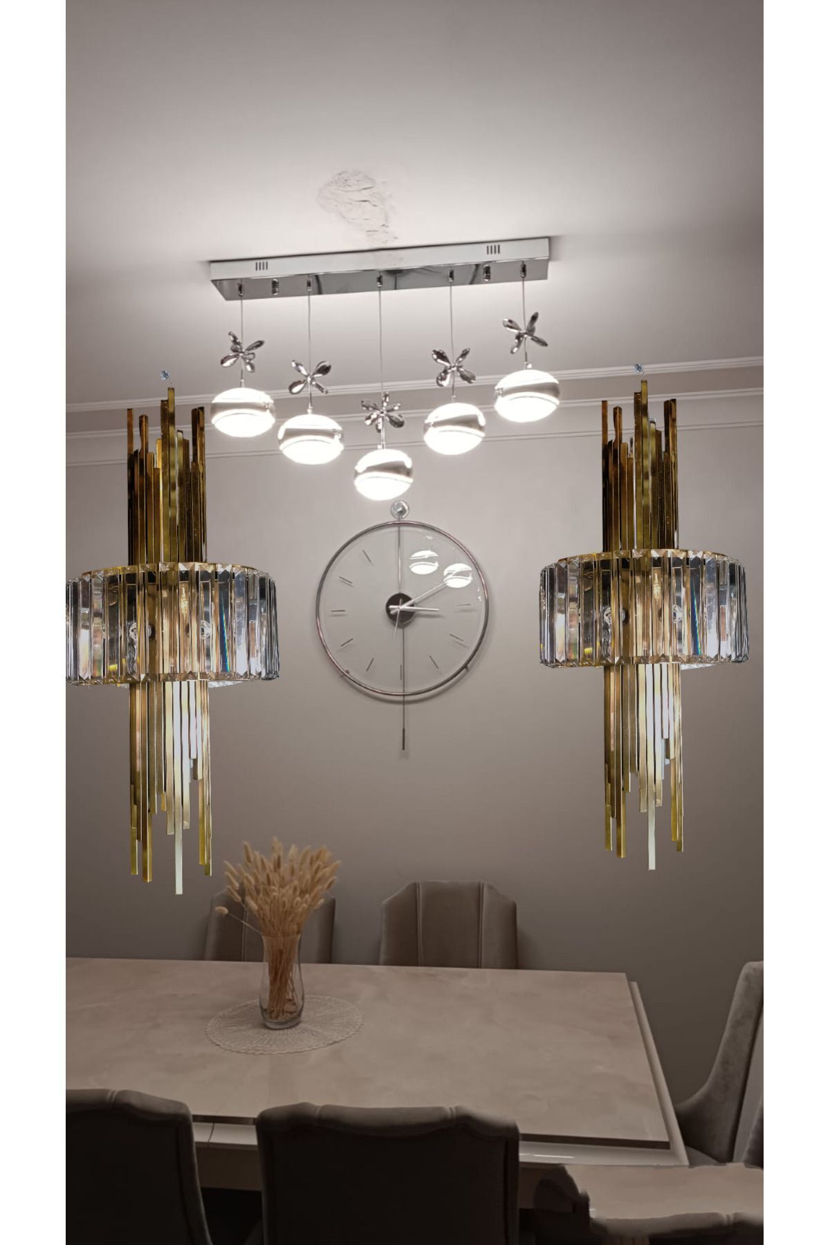 SerenityHaven My Kristal Taşlı 70*30cm Eskitme ve Gümüş Renkli Aplik