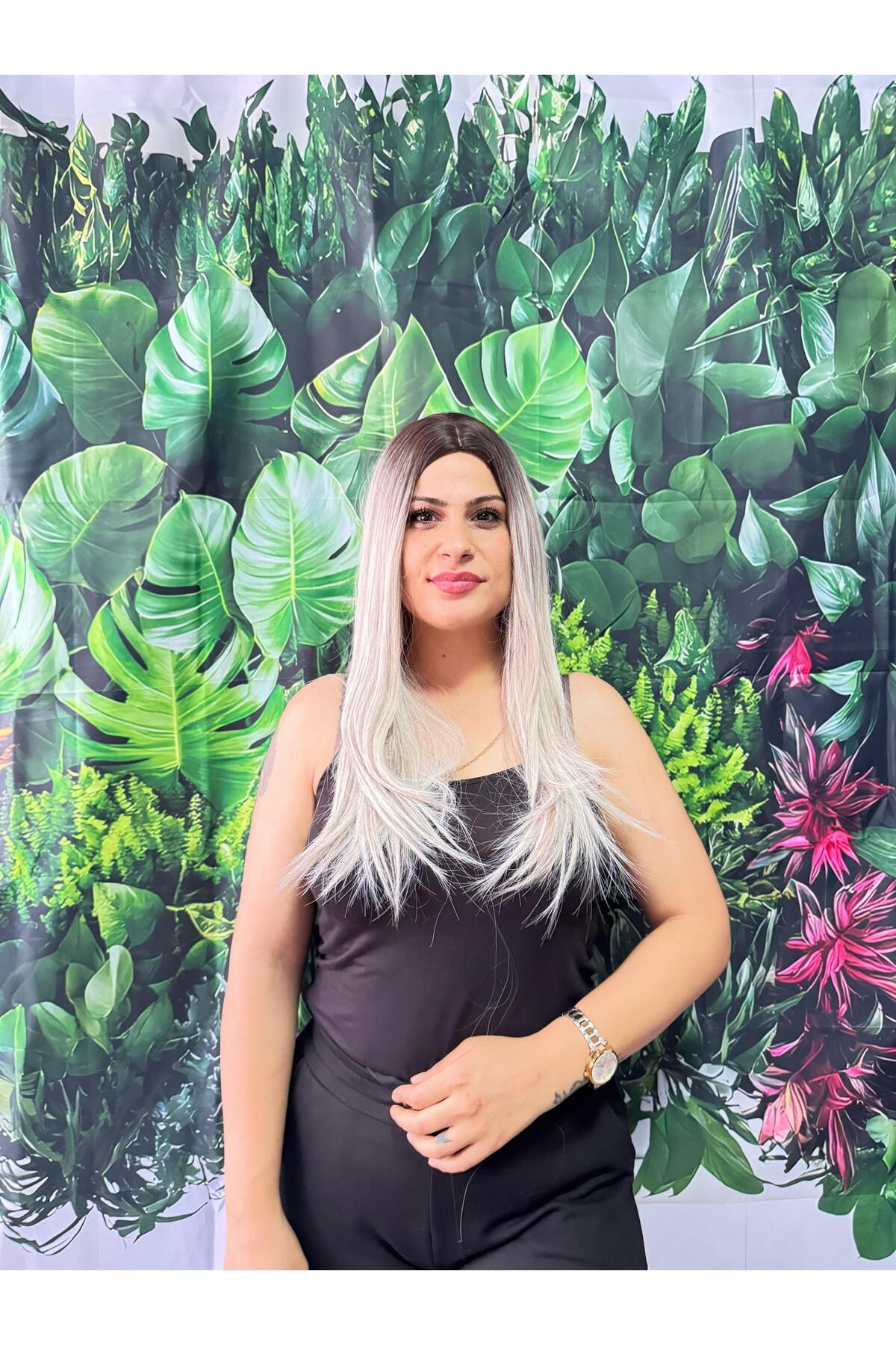 PERUK 66cm uzun şık ısıya dayanıklı ombre peruk