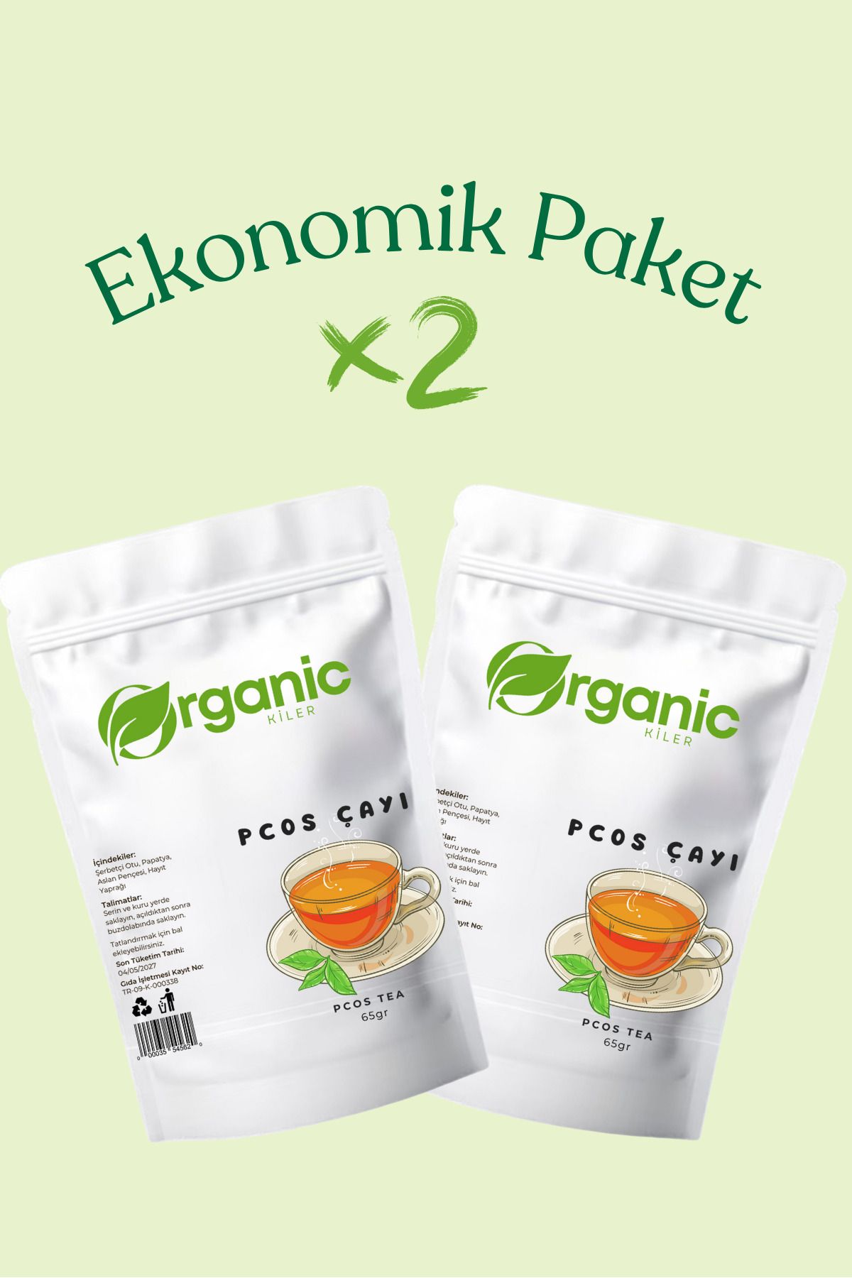 Organic Kiler PCOS Çayı Özel Karışım Kadınlar İçin Özel 2x (Şerbetçi Otu , Hayıt Yaprağı , Papatya, Aslan Pençesi)