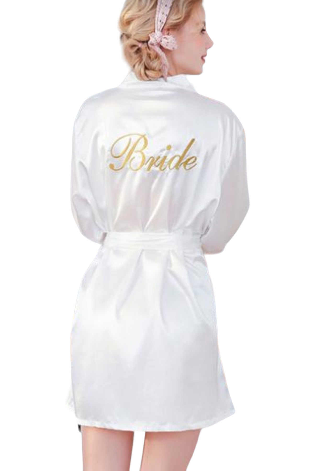 Fancy Star Robe Star Fashion Bride robe, made of satin, with three-quarter sleeves ...