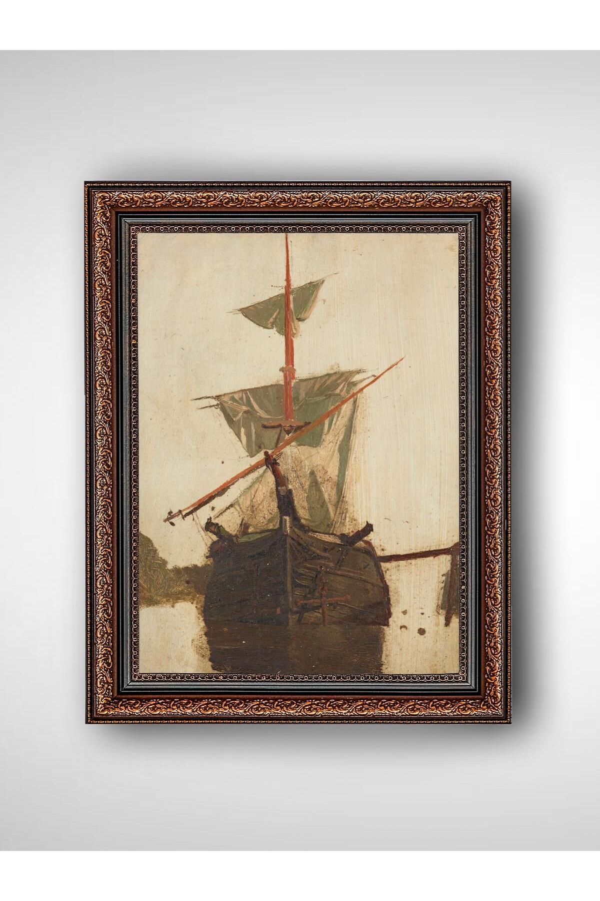 WoodyArts Yorgun Gemi - Kahverengi Vintage Çerçeve