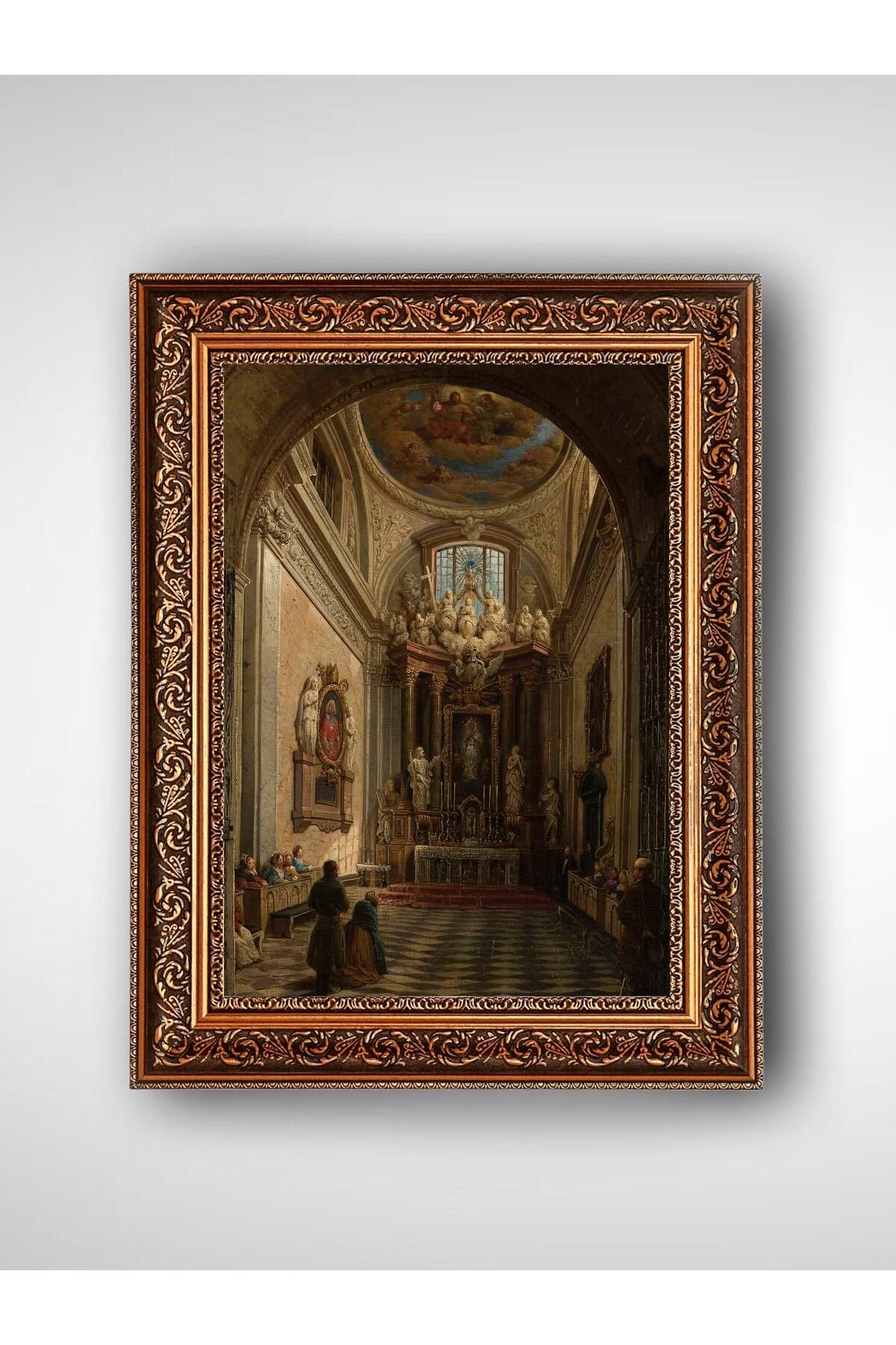 WoodyArts Kilise Vintage - Altın Renkli Vintage Çerçeve