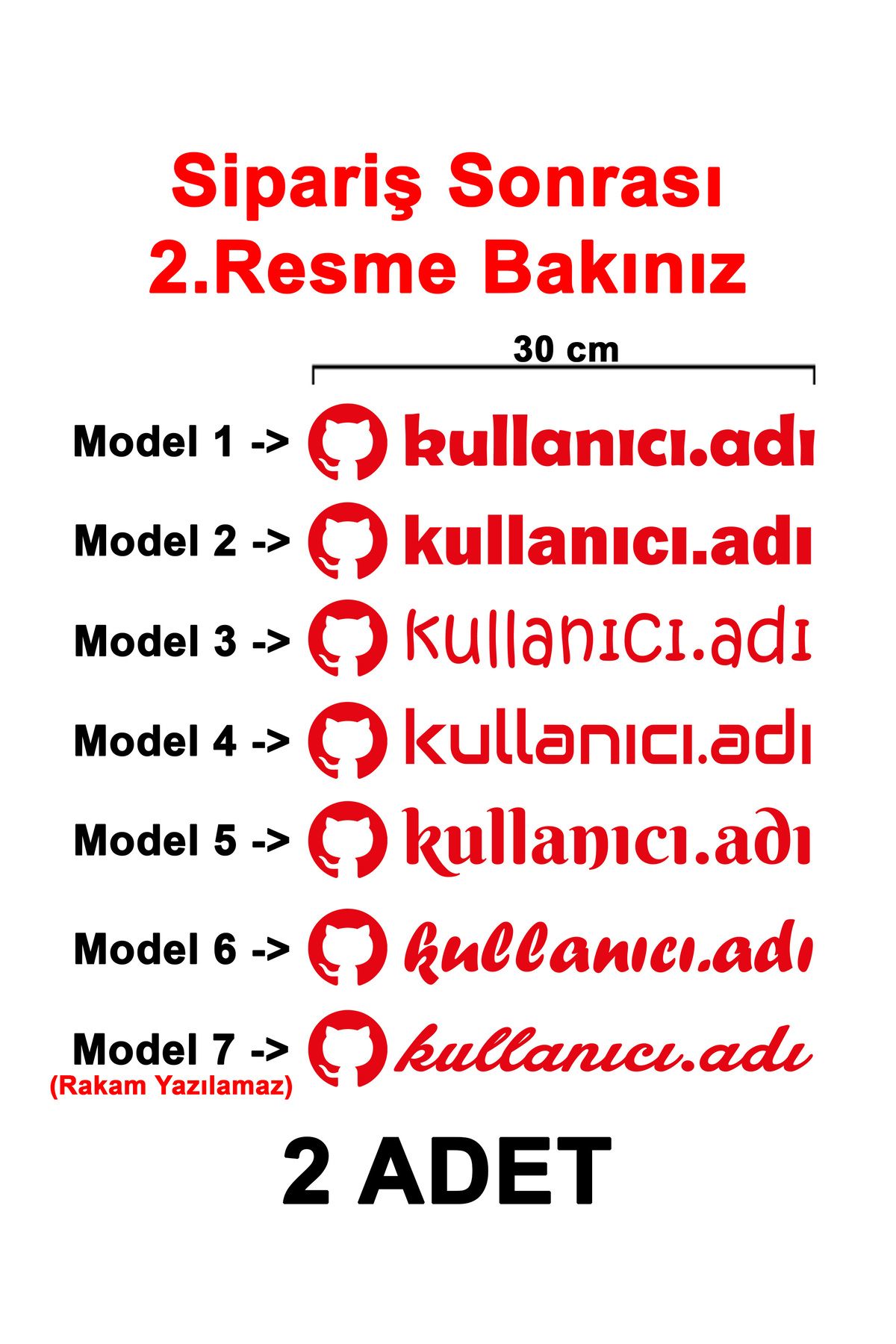 Sönmez Dijital (2 Adet) Github Kullanıcı Adı Sticker - Github Sticker - Github Logo Sticker - 30cm